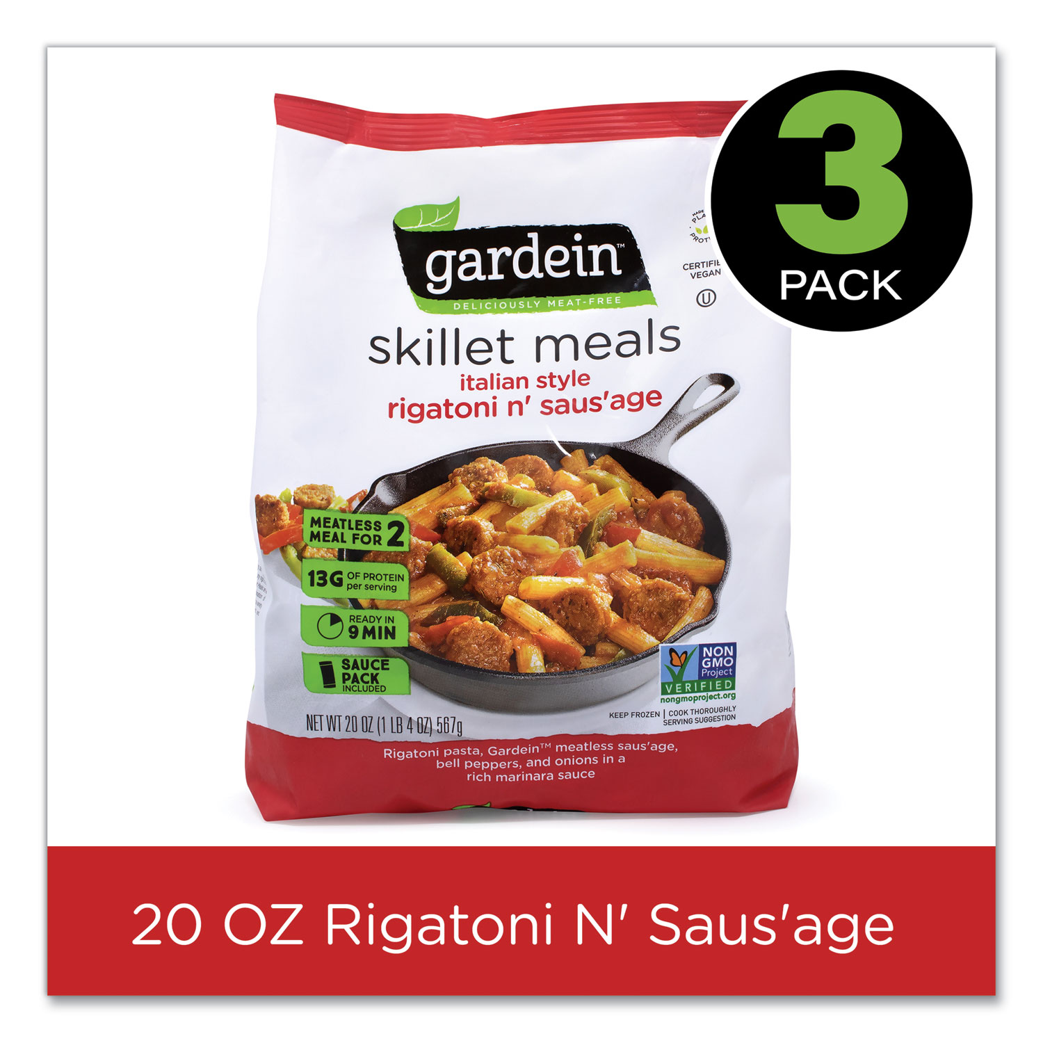  gardein 4223400219 Skillet Meal Italian Sausage Pasta, 20 oz Bag, 3/Pack, Free Delivery in 1-4 Business Days (GRR90300158) 