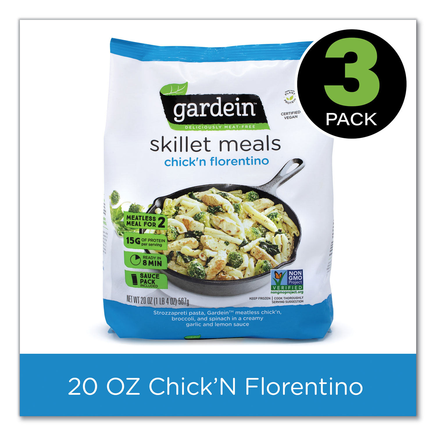  gardein 4223400229 Skillet Meal Chicken Florentine, 20 oz Bag, 3/Pack, Free Delivery in 1-4 Business Days (GRR90300160) 