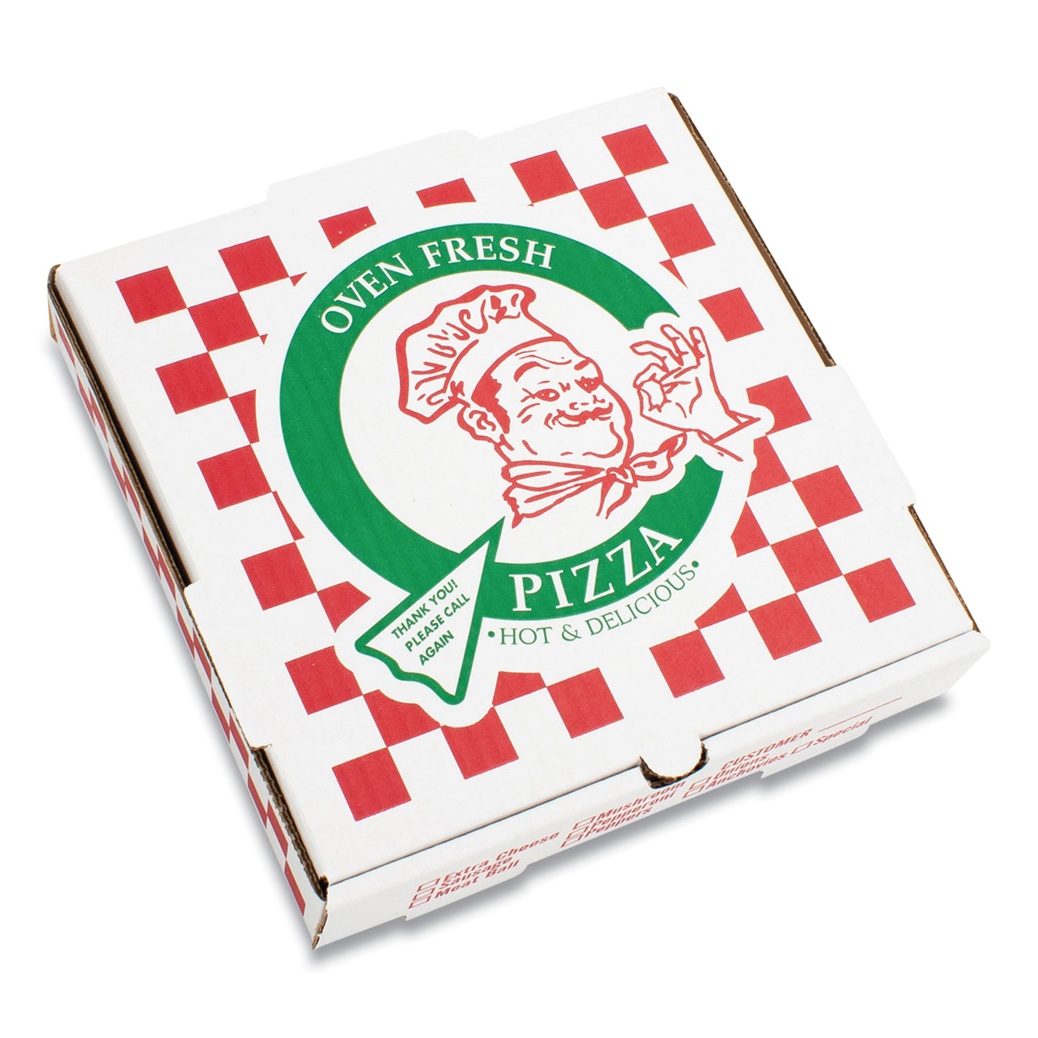  PIZZA Box BOX PZCORB16 Corrugated Kraft Pizza Boxes, B-Flute, White/Red/Green, 16 Pizza, 16 x 16 x 2.5, 50/Carton (BOXPZCORB16P) 