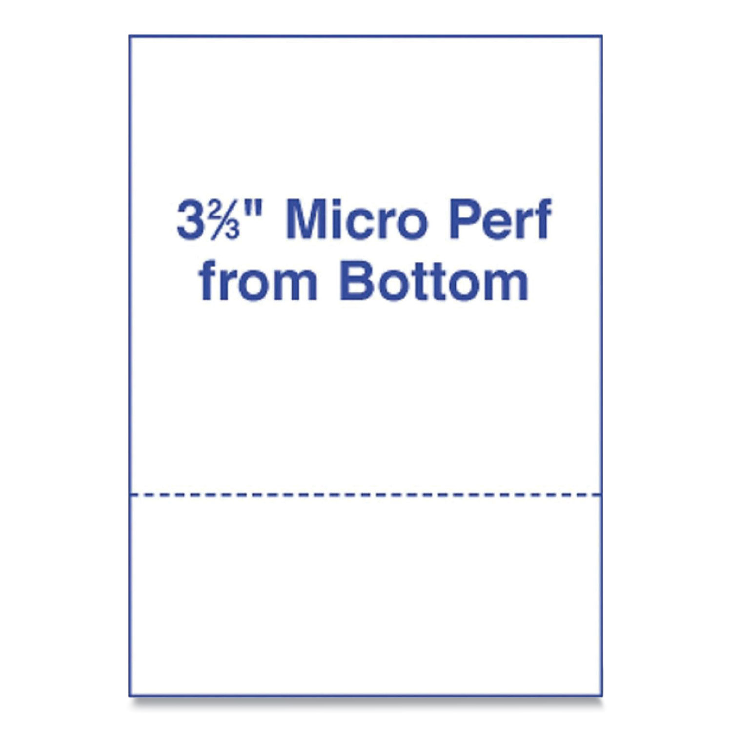 Perforated and Punched Laser Cut Sheets, Micro-Perforated 3.67″ from Bottom, 24 lb Bond Weight, 8.5 x 11, White, 500/Ream