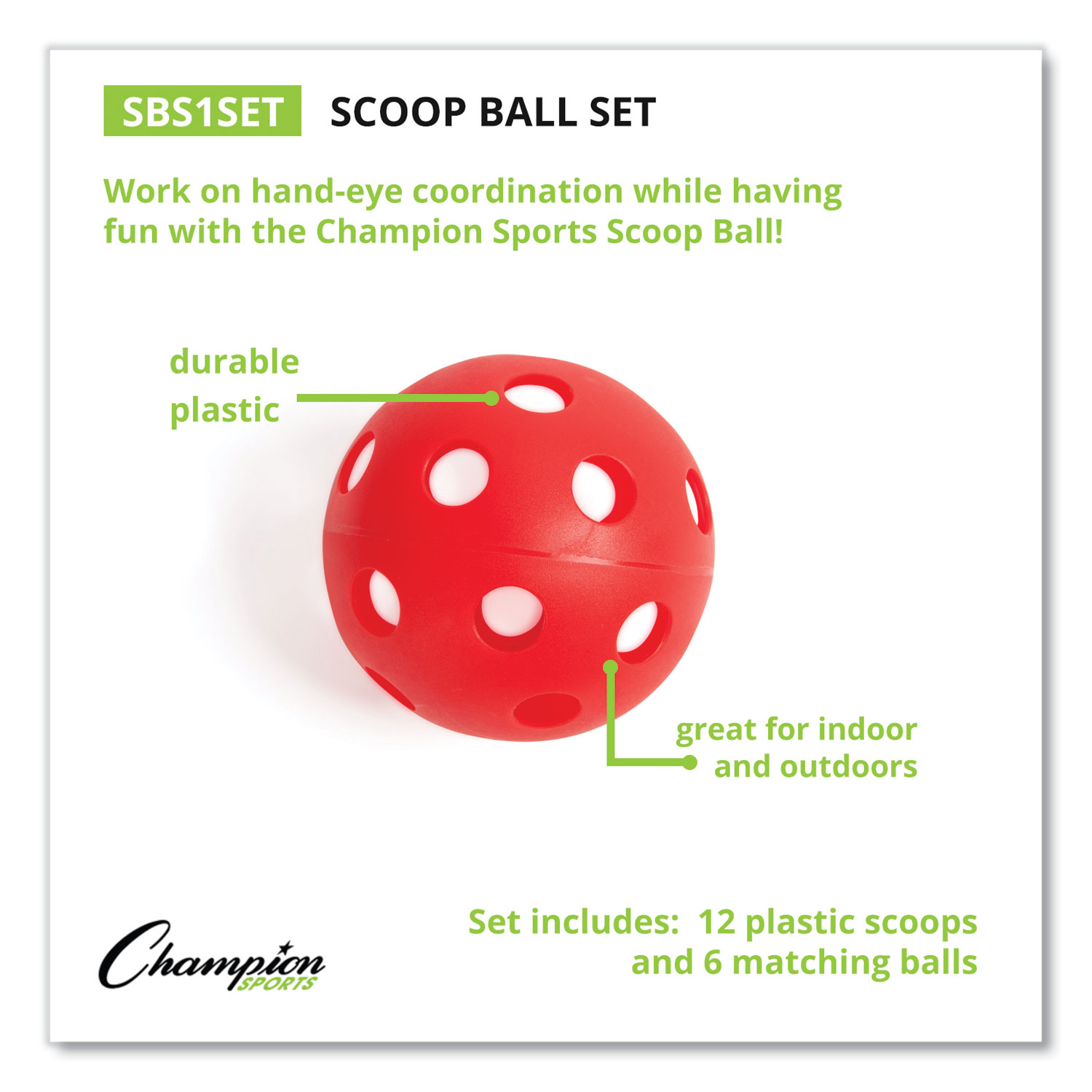 CSISBS1SET Champion Sports Scoop Ball Set Zuma