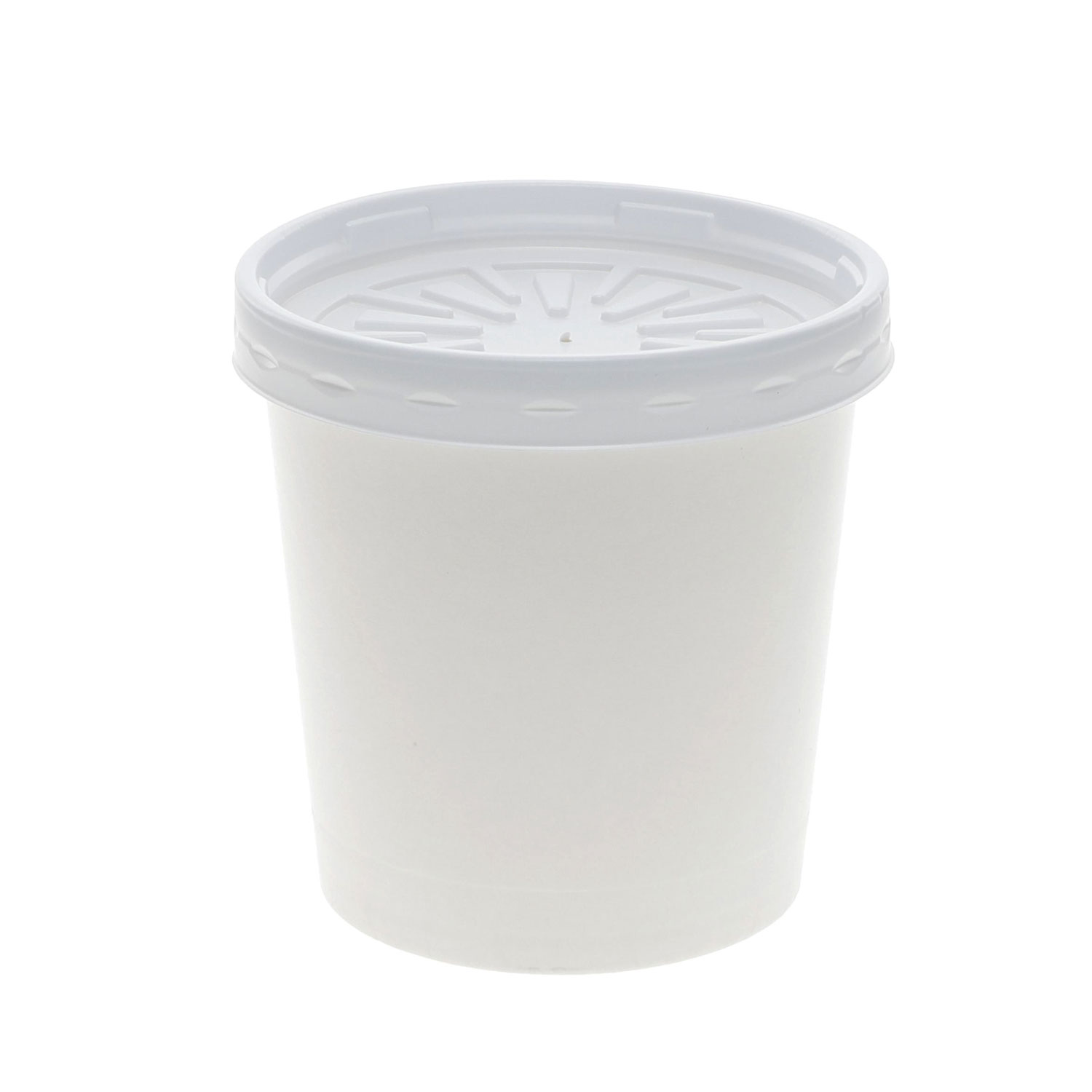 Pactiv Paper Round Food Container and Lid Combo, 16 oz, 3.75 Diameter x 3.88h, White, 250/Carton