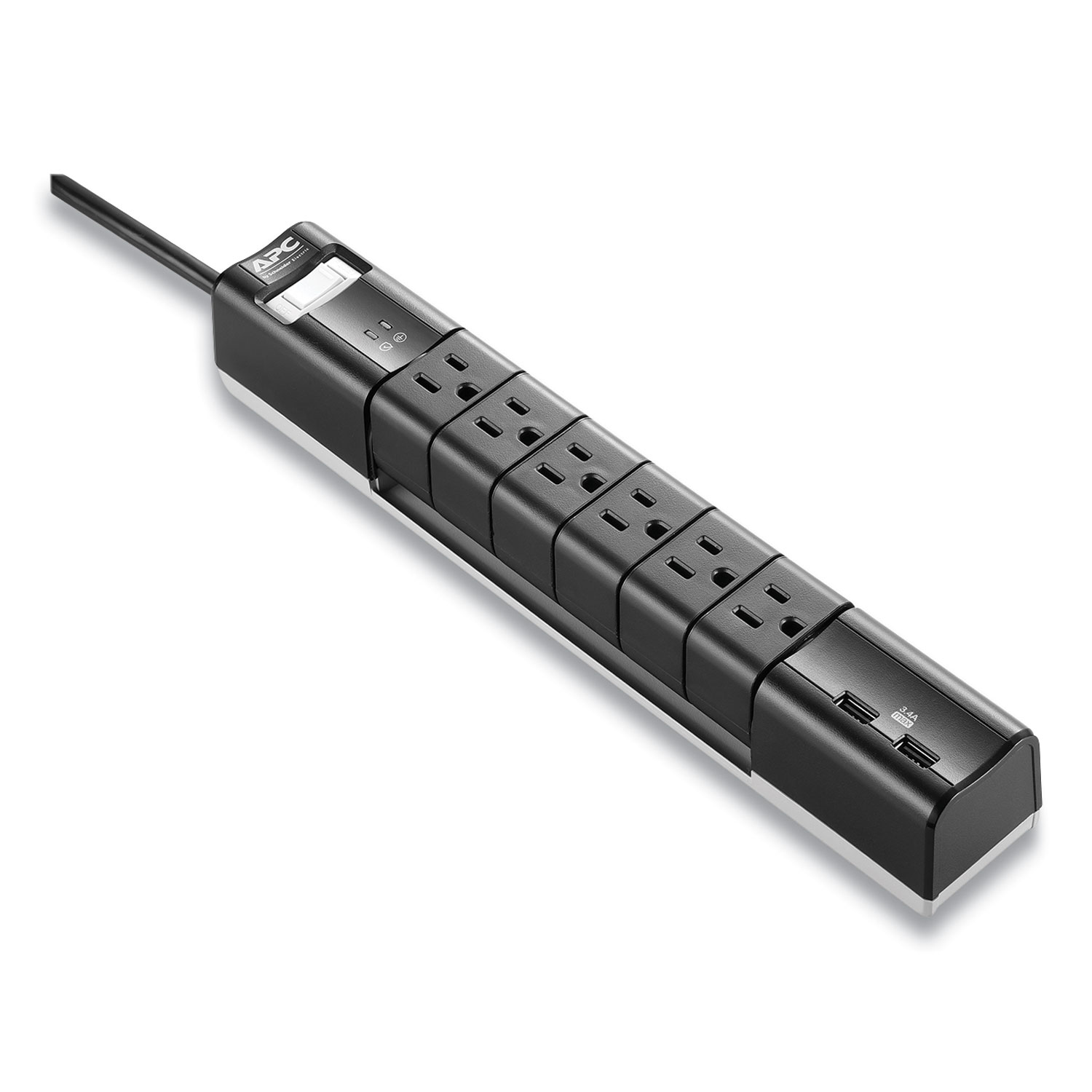 APC® Essential SurgeArrest Surge Protector, 6 AC/2 USB Outlets, 6 ft Cord, 1080 J, Black