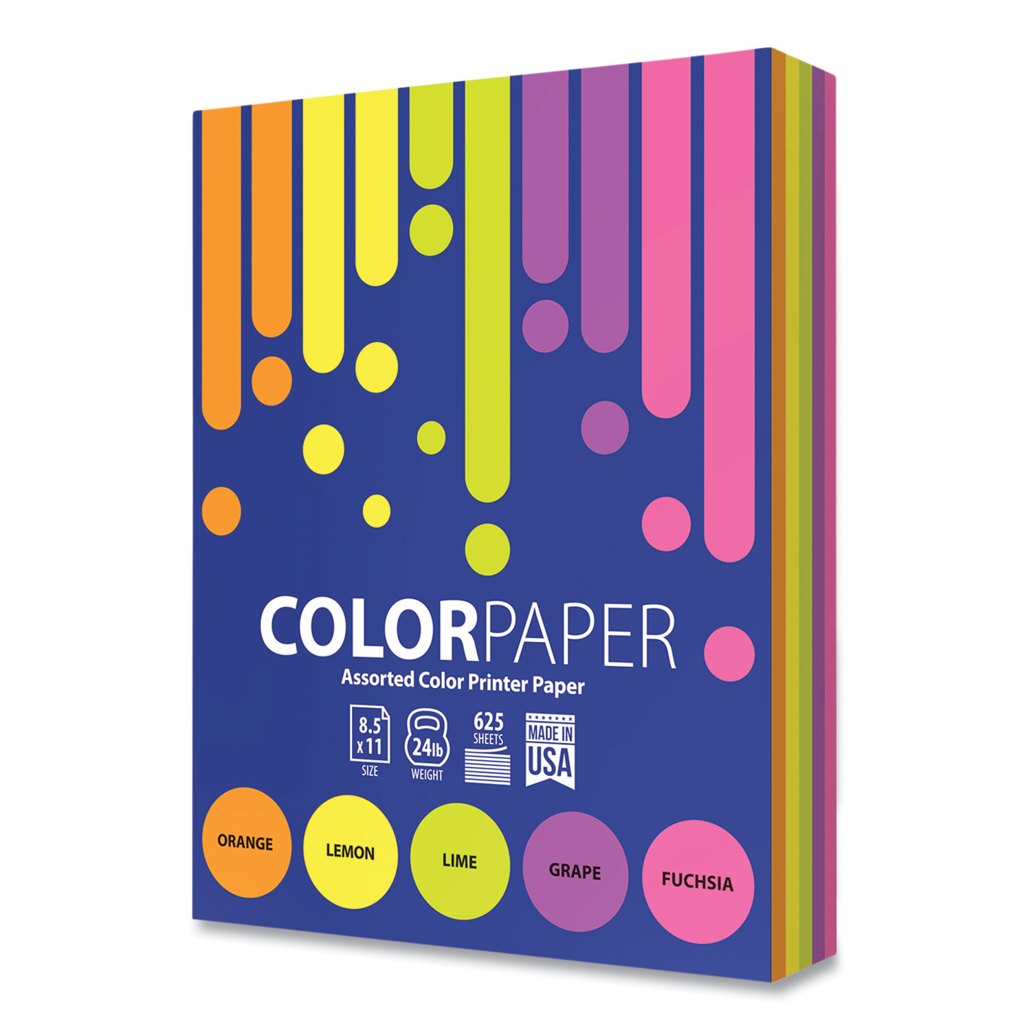 Domtar Color Copy Paper, 24 lb, 8.5 x 11, Assorted Colors, 625/Ream