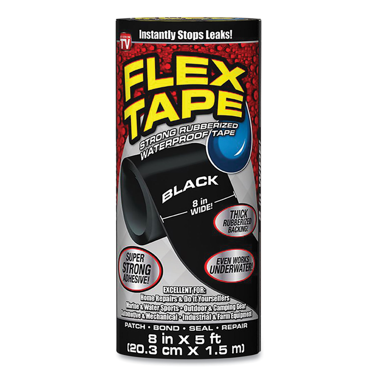 Flex Seal General Purpose Repair Tape, 8 x 1.67 yds, Black