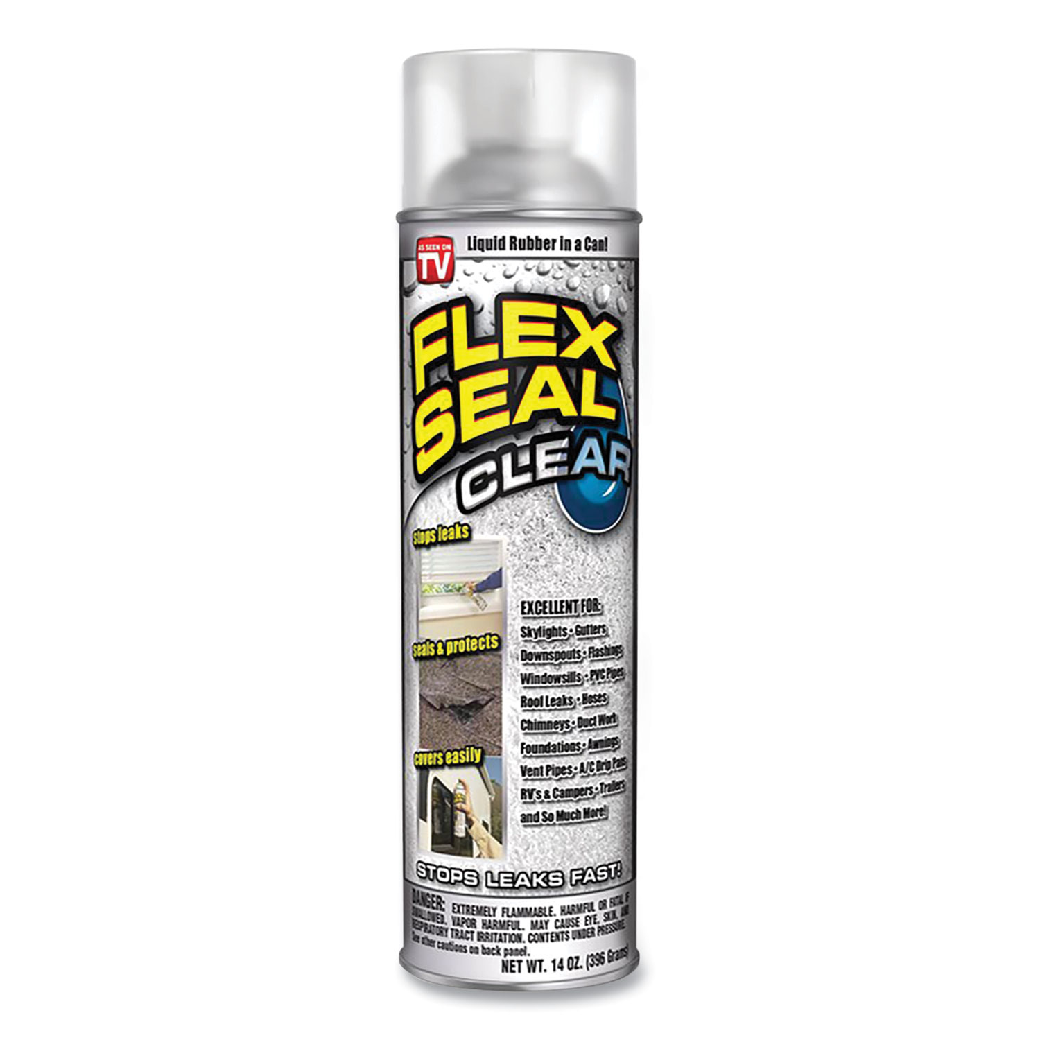 Flex Seal Liquid Rubber Sealant Coating Spray, 14 oz Spray Can, Clear