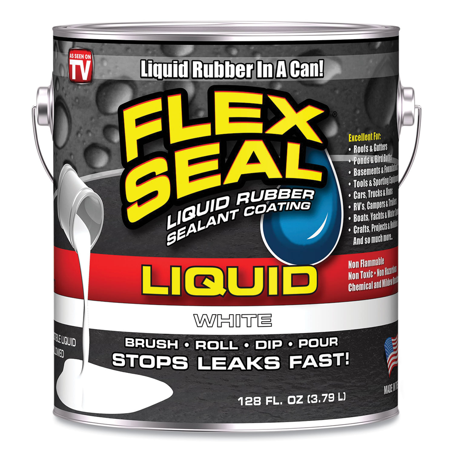 Flex Seal Liquid Rubber, 128 oz Can, White