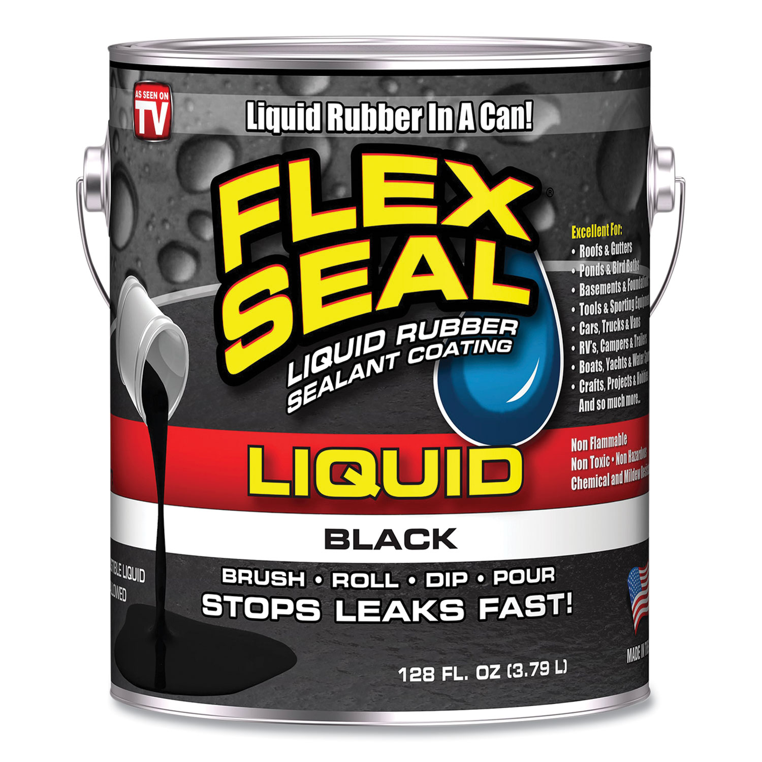 Flex Seal Liquid Rubber, 128 oz Can, Black