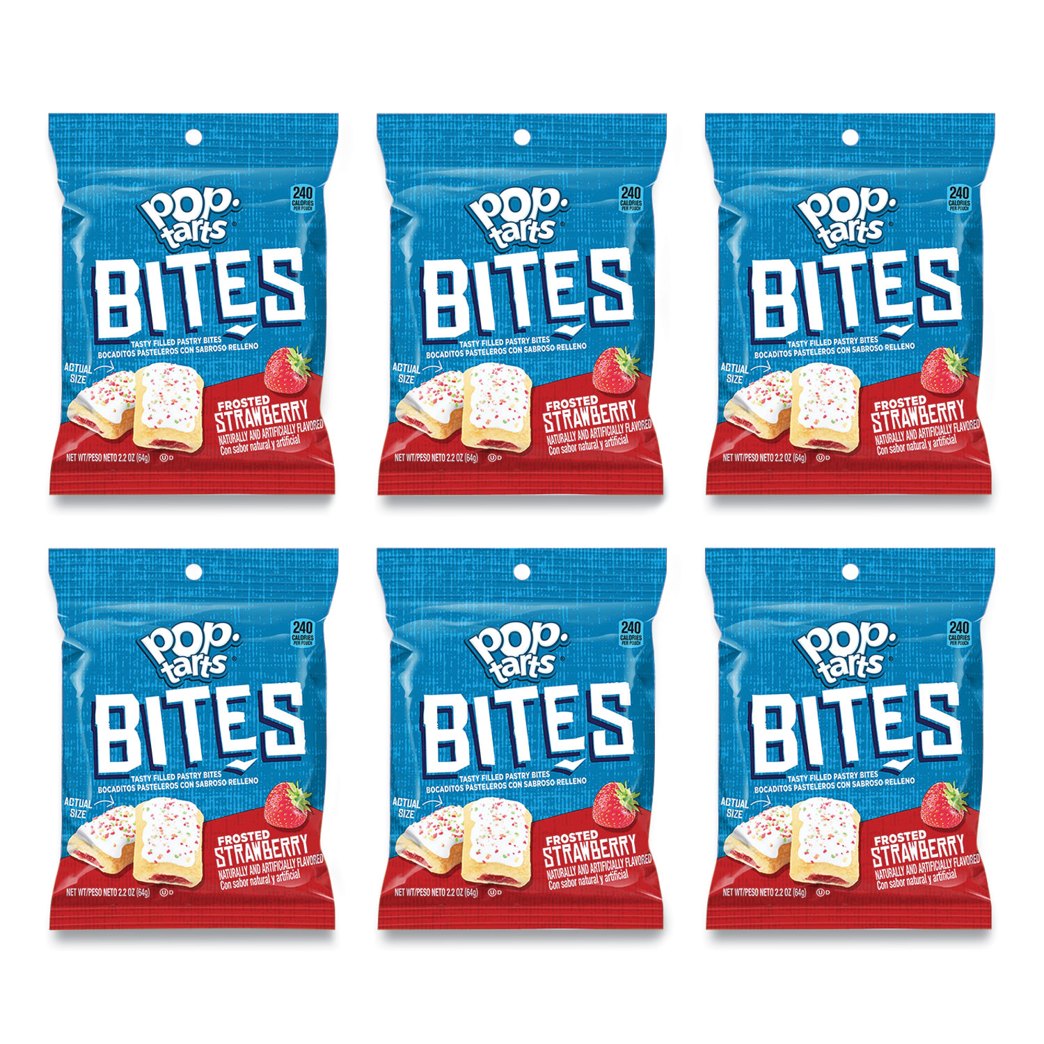  Kellogg's KEE20314 Pop Tarts Bites, Frosted Stawberry, 2.2 oz Bag, 6 Bags/Box (KEB24422592) 