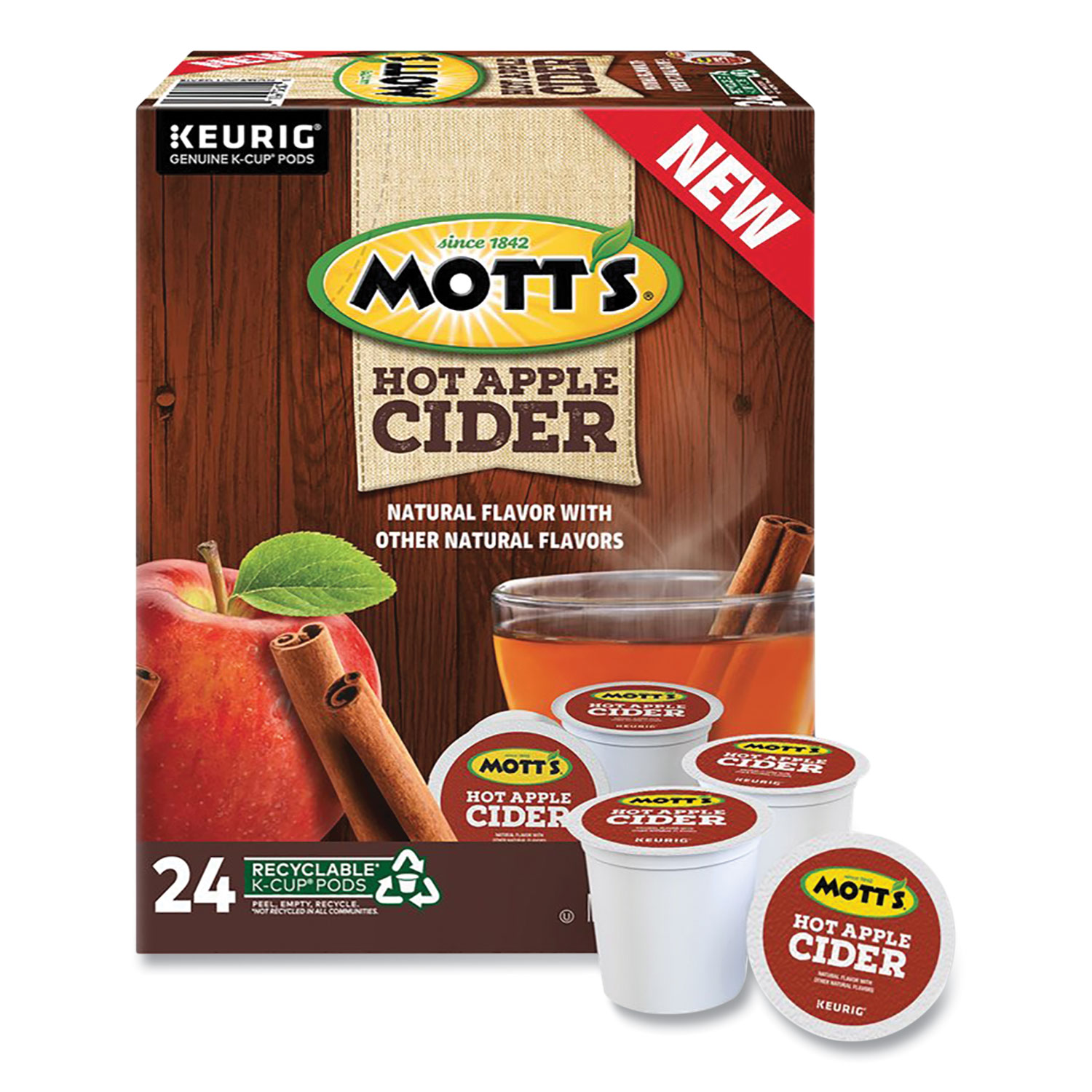  Mott's 386040 Hot Apple Cider K-Cup Pods, 0.79 oz K-Cup Pod, 24/Box (KEU24442521) 