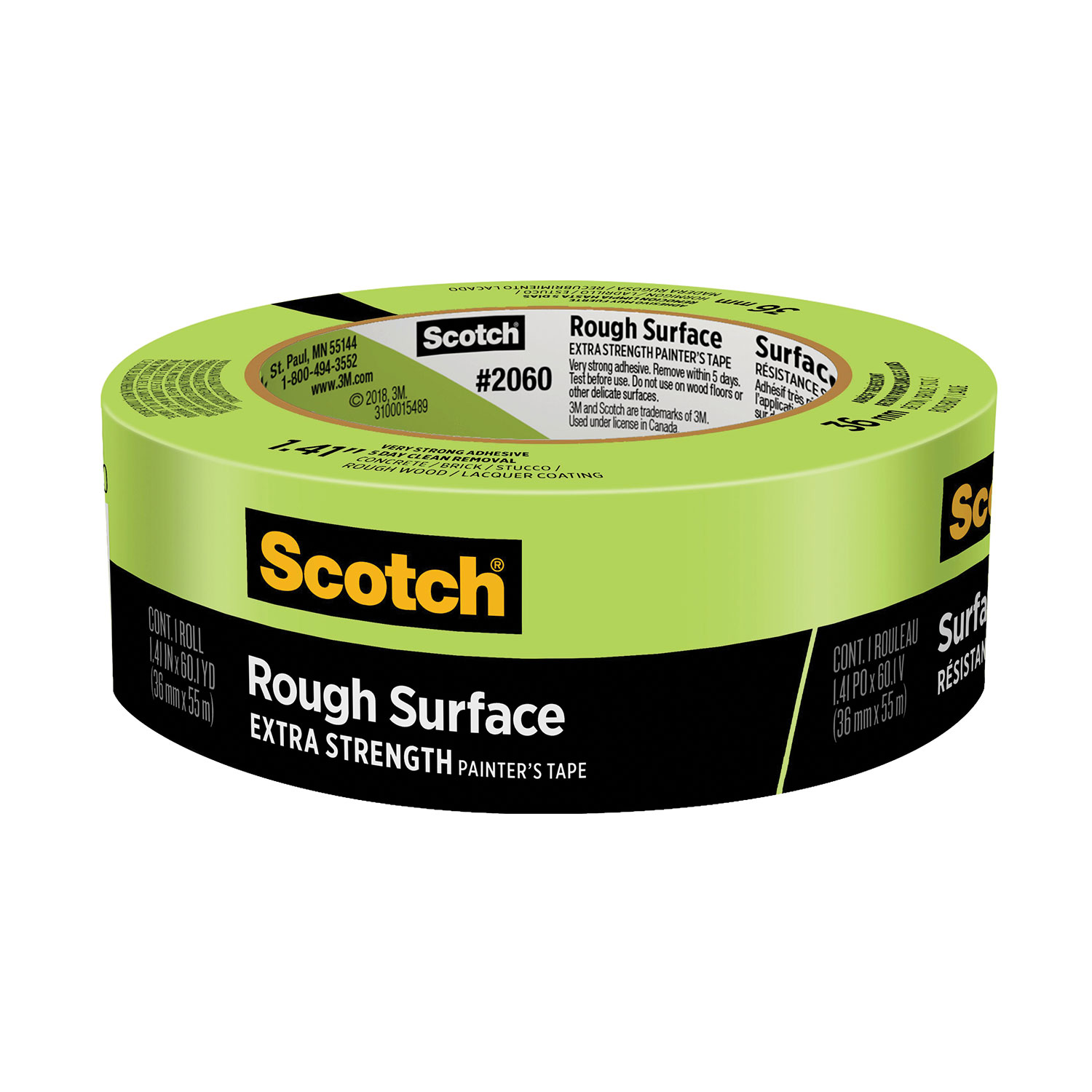 Scotch® Rough Surface Extra Strength Painters Tape, 3 Core, 1.41 x 60.1 yds, Green