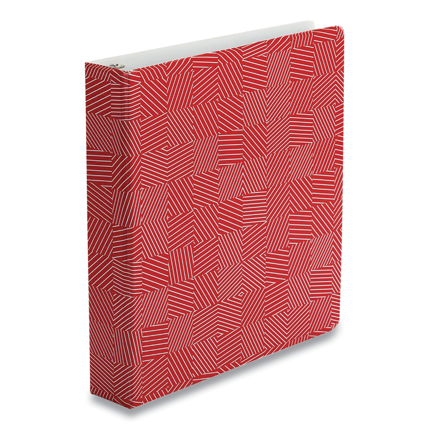 Oxford™ Punch Pop Fashion Binder, 3 Rings, 1.5 Capacity, 11 x 8.5, Red/White Labyrinth Design