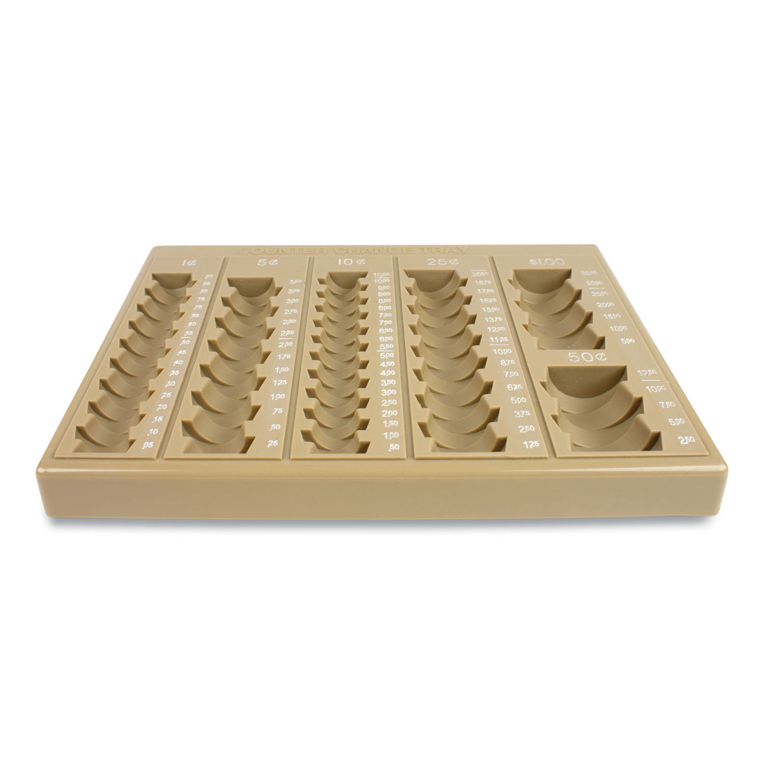 CONTROLTEK® Plastic Coin Tray, 6 Compartments, 7.75 x 10 x 1.5, Tan