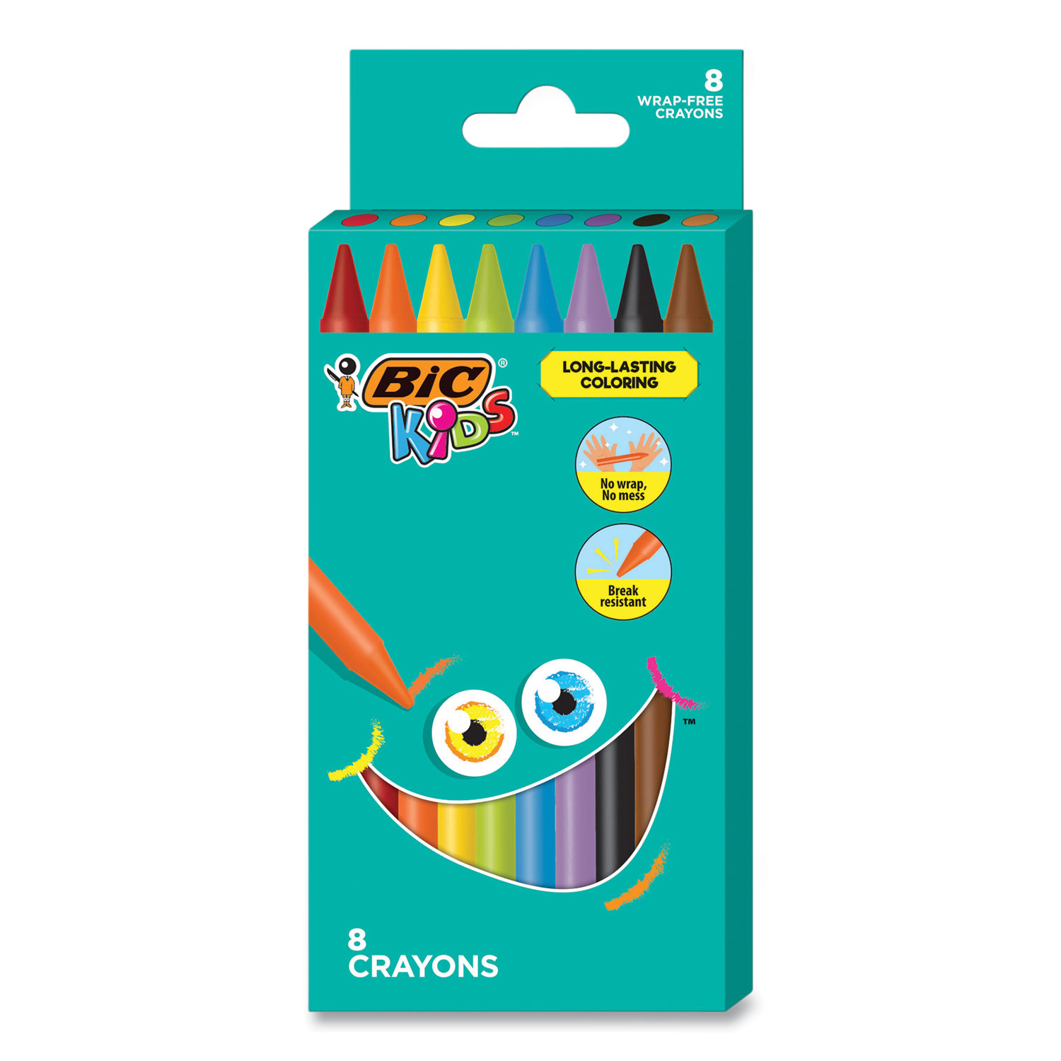 BIC® Kids Coloring Crayons, 8 Assorted Colors, 8/Pack