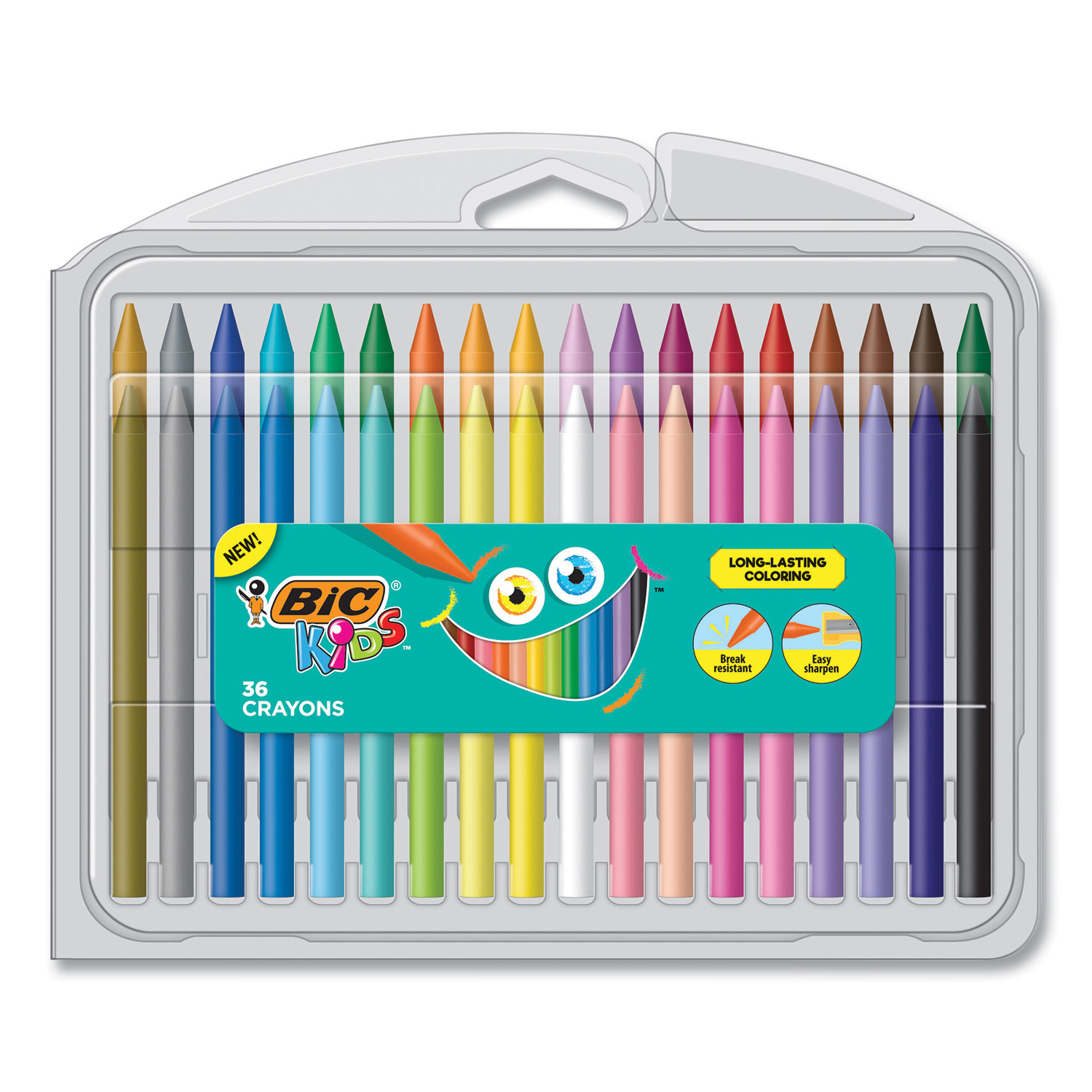 BIC BKPCP36AST Kids Coloring Crayons, 36 Assorted Colors, 36/Pack (BICBKPCP36AST) 
