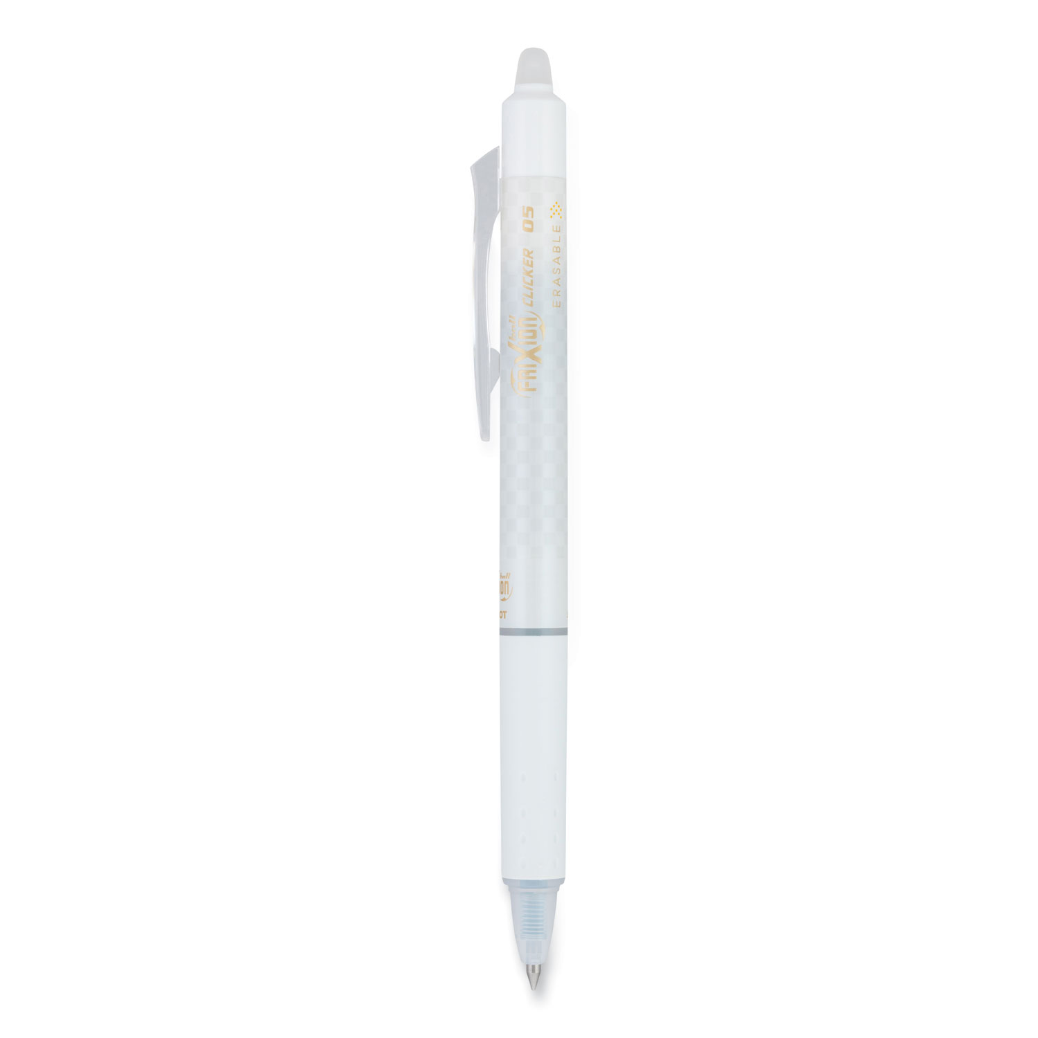 Pilot® FriXion Clicker Design Erasable Retractable Gel Pen, Extra Fine 0.5 mm, Black Ink, White Barrel, Dozen