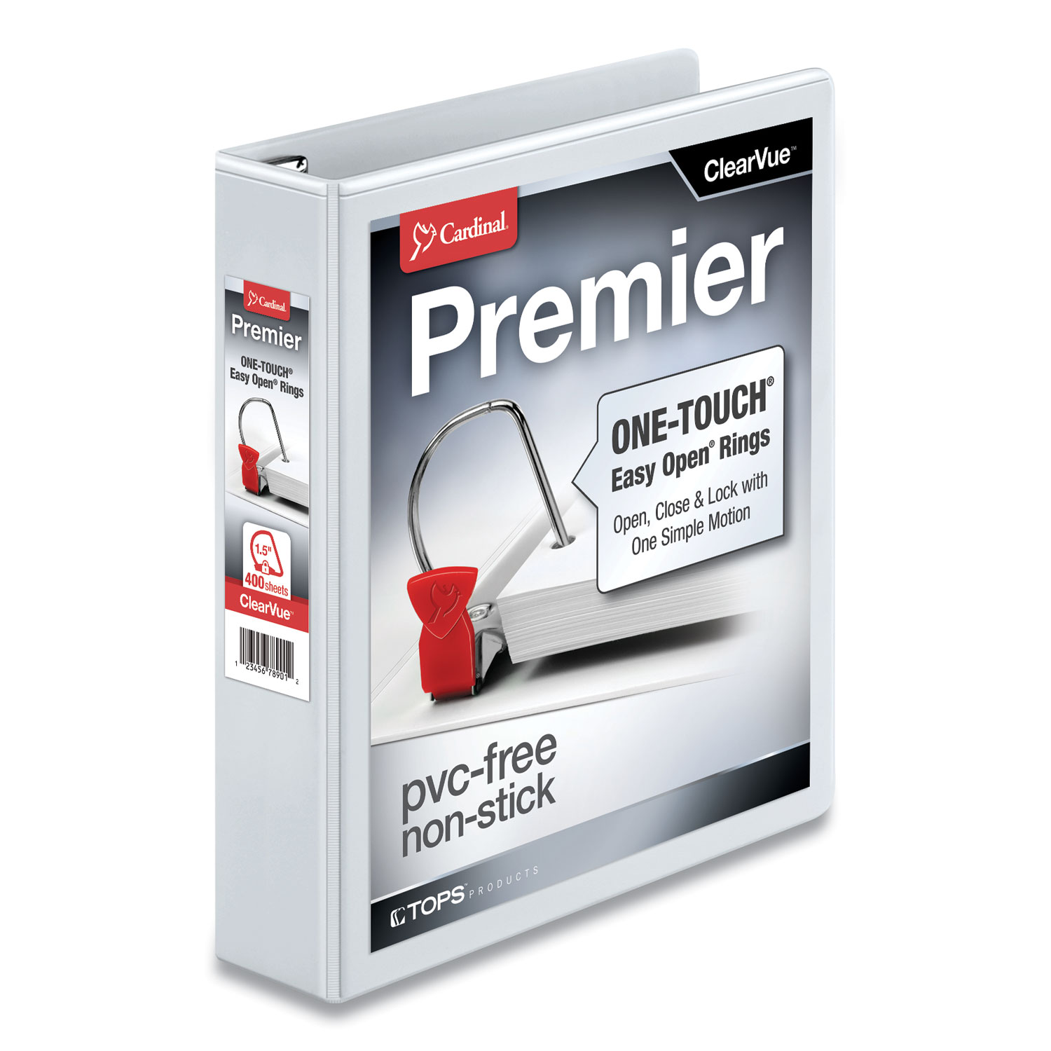 Premier Easy Open ClearVue Locking Slant-D Ring Binder, 3 Rings, 1.5″ Capacity, 11 x 8.5, White