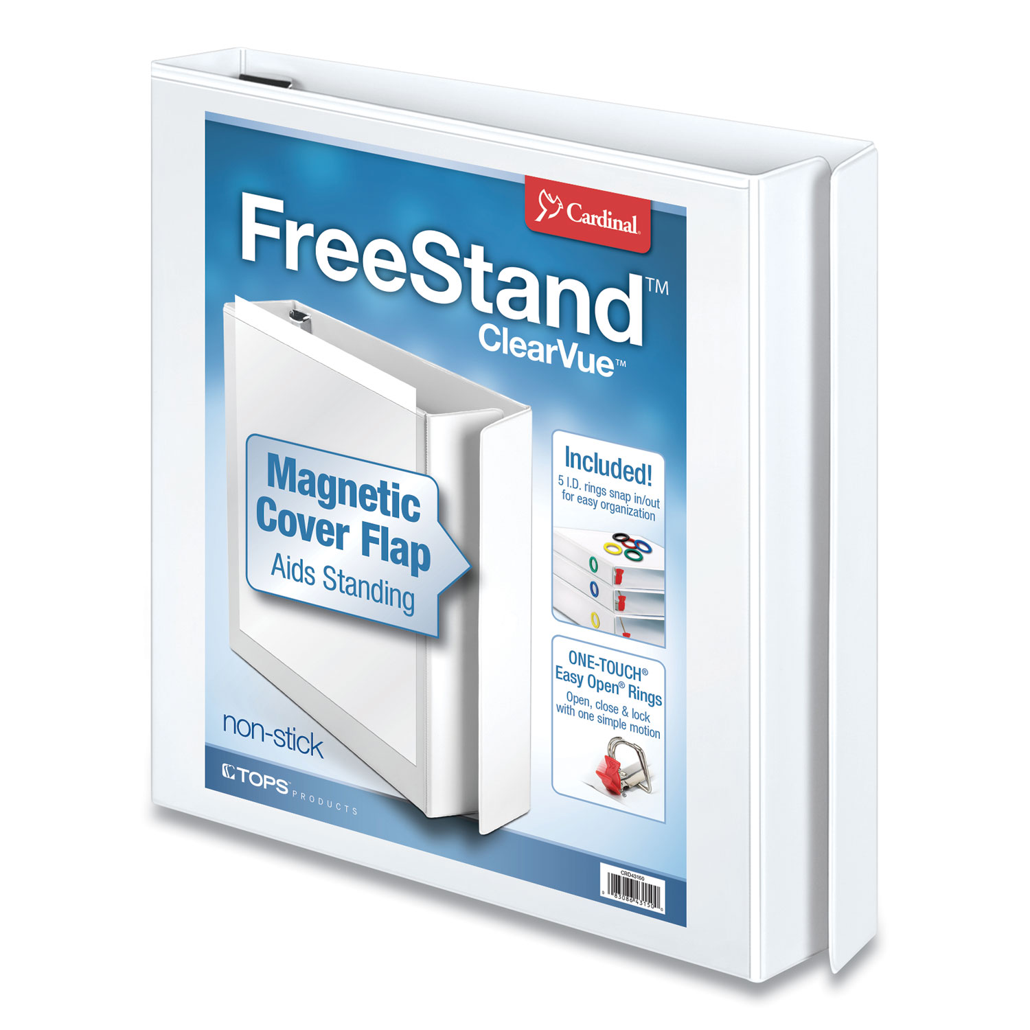 FreeStand Easy Open Locking Slant-D Ring Binder, 3 Rings, 1″ Capacity, 11 x 8.5, White