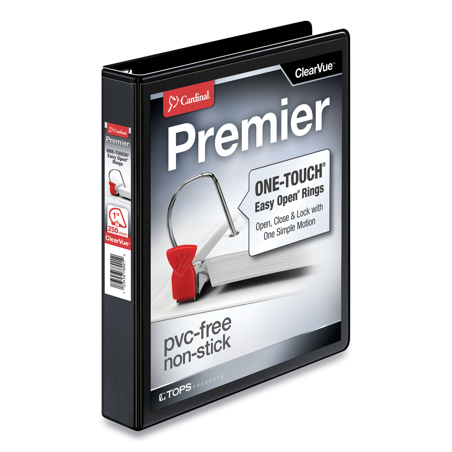 Premier Easy Open ClearVue Locking Slant-D Ring Binder, 3 Rings, 1″ Capacity, 11 x 8.5, Black