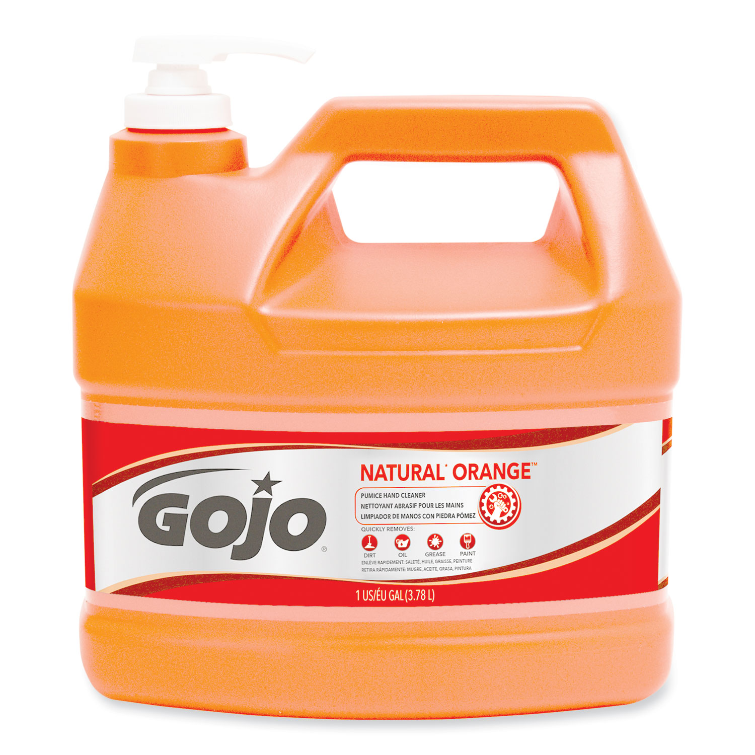 GOJO® NATURAL ORANGE Pumice Hand Cleaner, Citrus, 1 gal Pump Bottle, 2/Carton