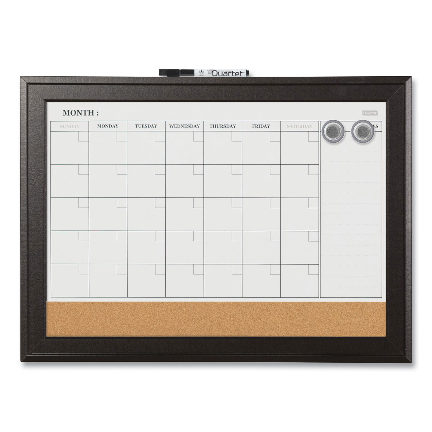 Quartet® Home Decor Magnetic Combo Dry Erase with Cork Board on Bottom, 23 x 17, Espresso Wood Frame