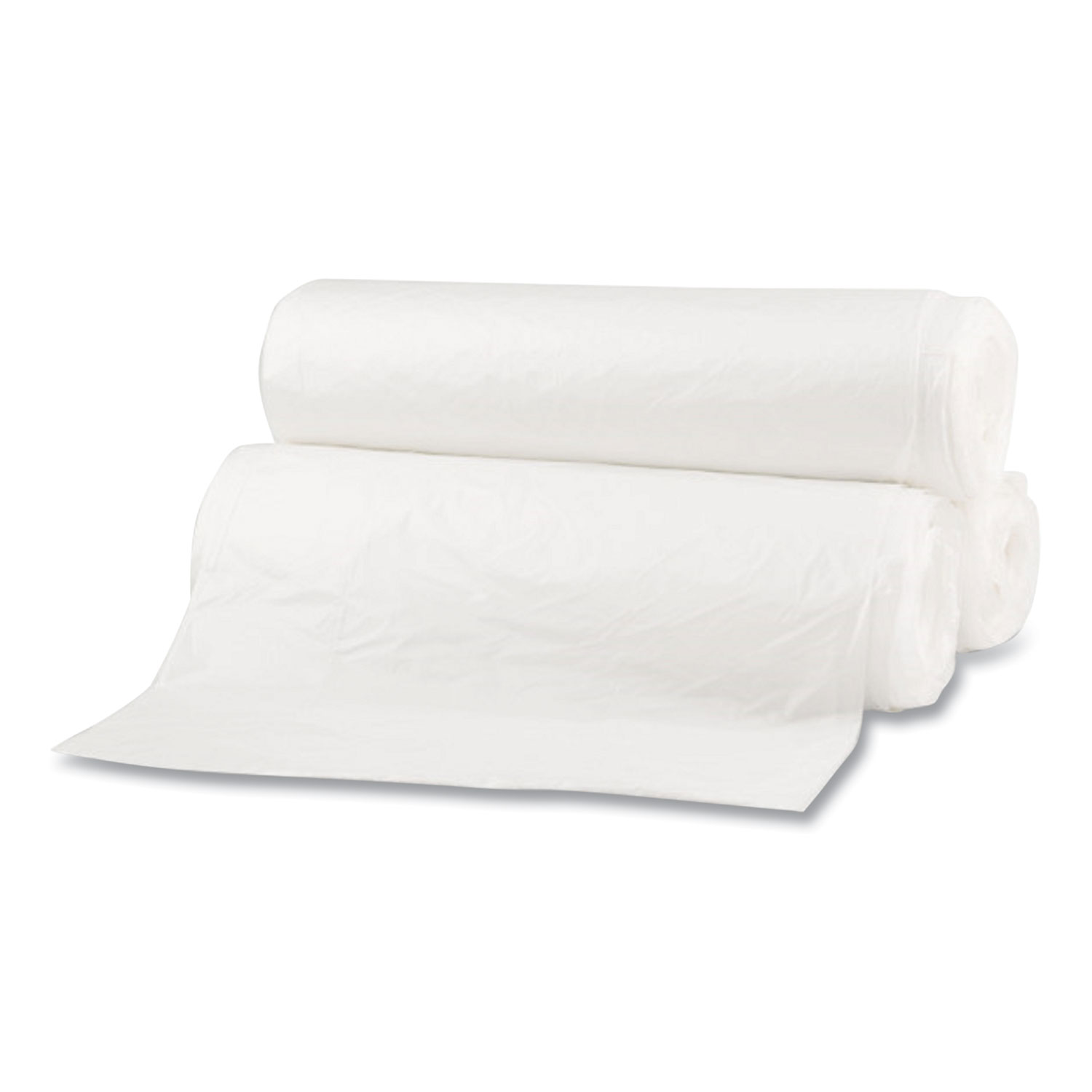 Boardwalk® Repro Low-Density Can Liners, 55 gal, 0.63 mil, 38 x 58, White, 10 Bags/Roll, 10 Rolls/Carton