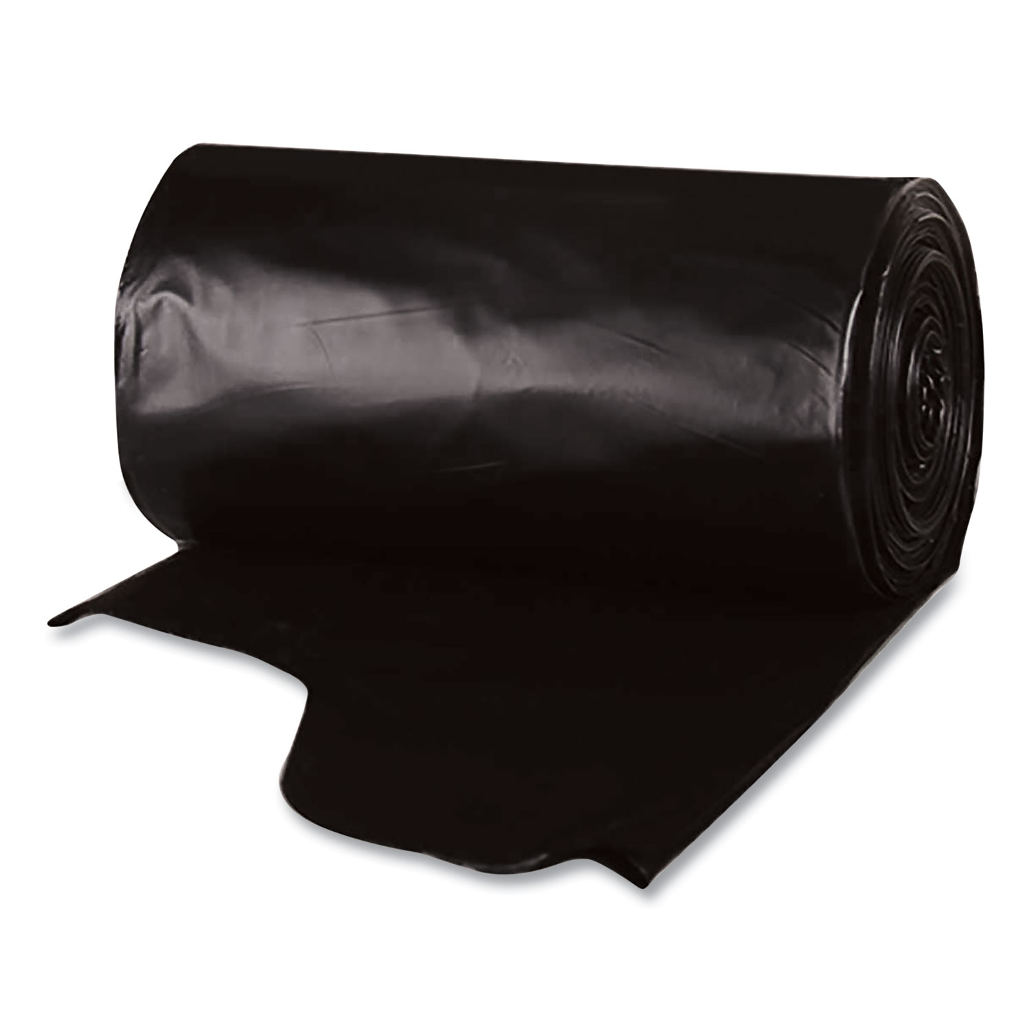 Heavy-Duty Low-Density Wing Tie Contractor Bags, 55 gal, 3 mil, 35.75″ x 53.88″, Black, 15 Bags/Roll, 4 Rolls/Carton