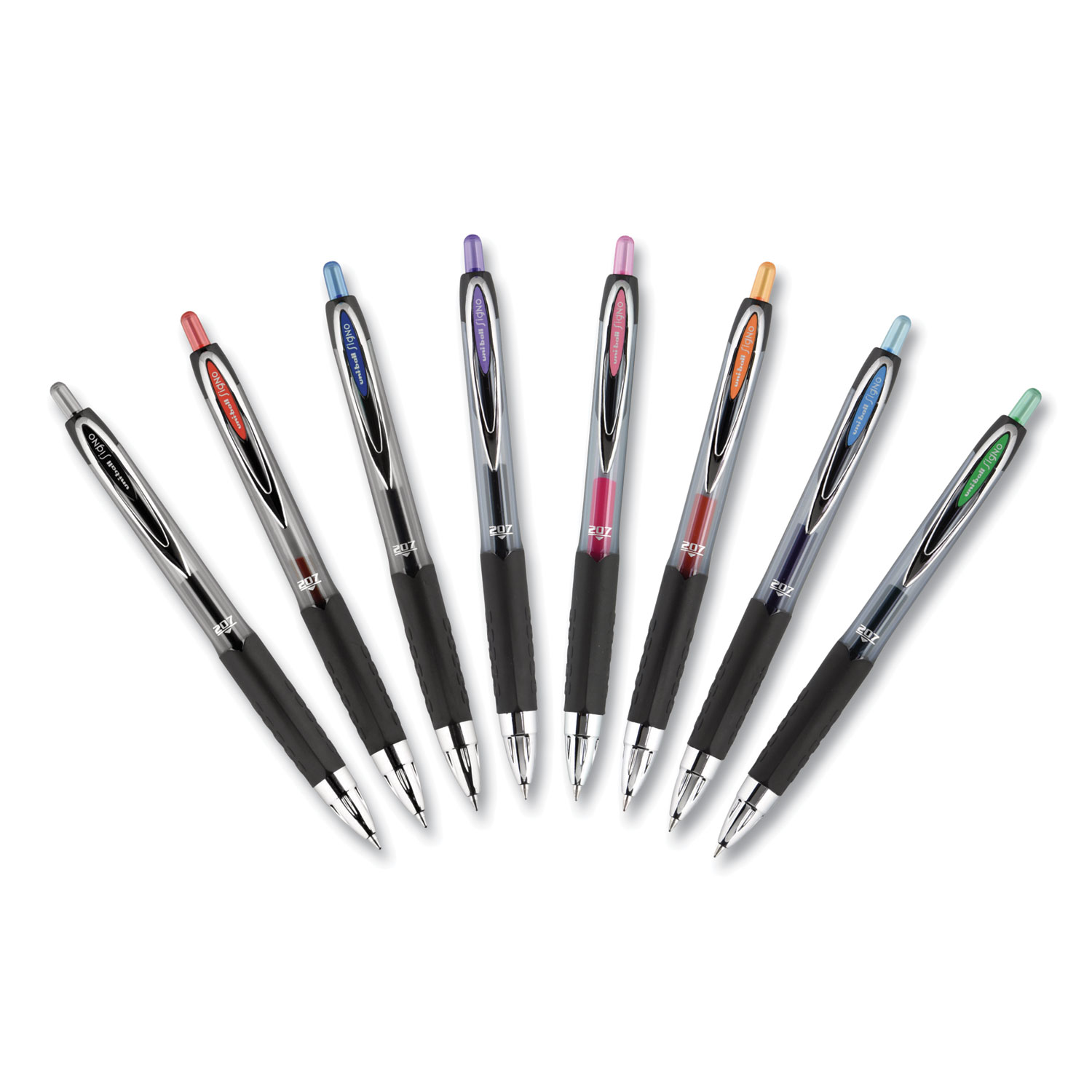 Uniball 207 Retractable Gel Pens, Medium Point (0.7mm), Assorted Ink, 8  Count