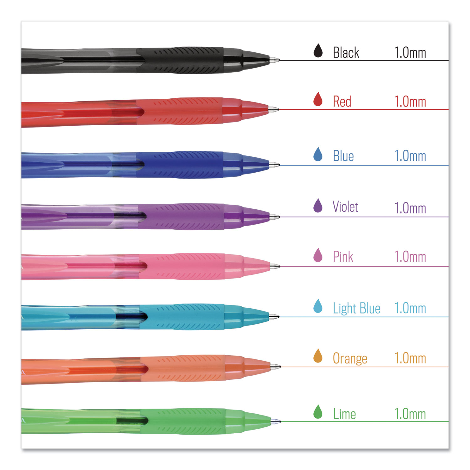 Uni-Ball Gel Pen, Stick, Assorted Sizes, Assorted Ink Colors, Clear Barrel, 24/Pack