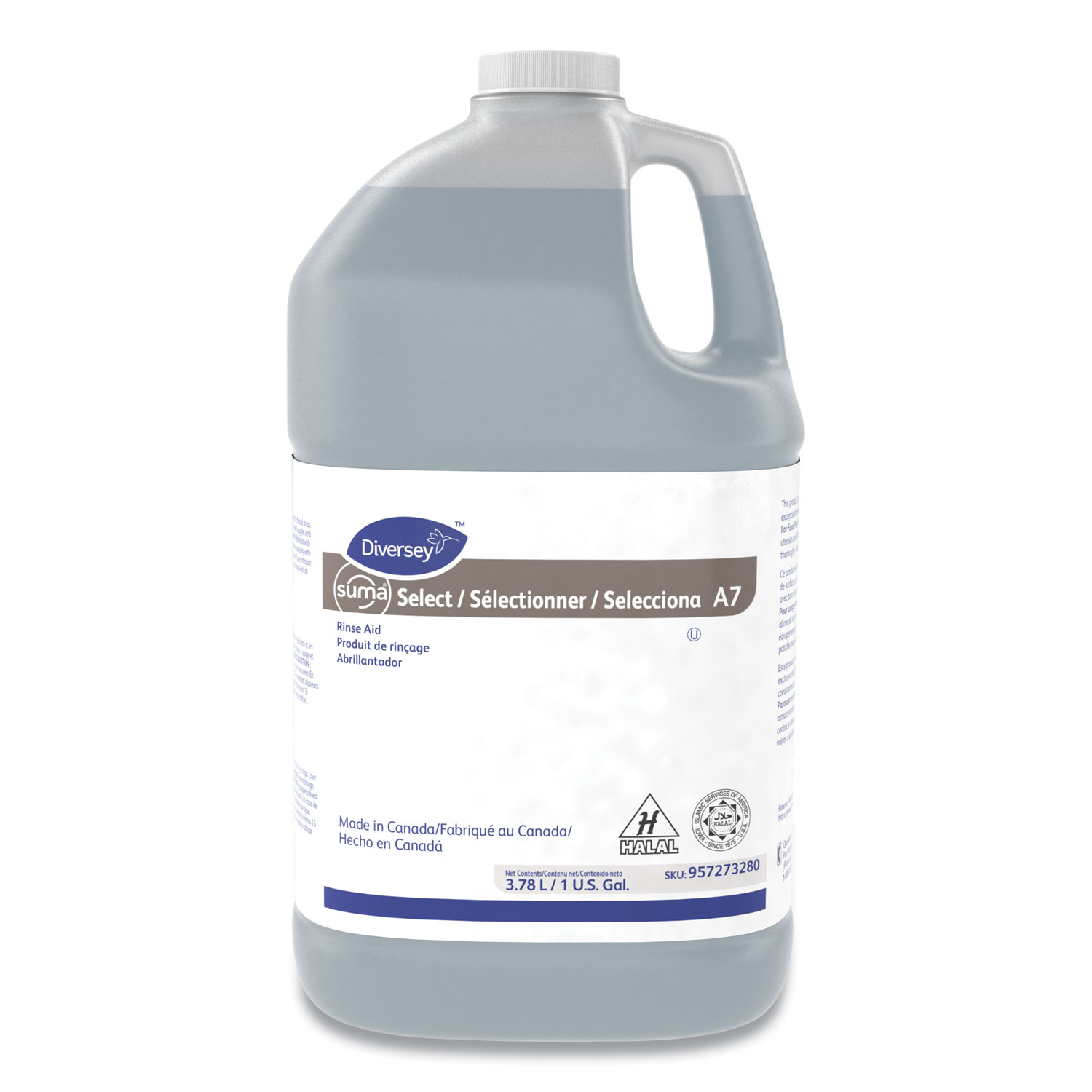 Suma Select A7 Rinse Aid, Warewashing, 1 gal Bottle, 4/Carton