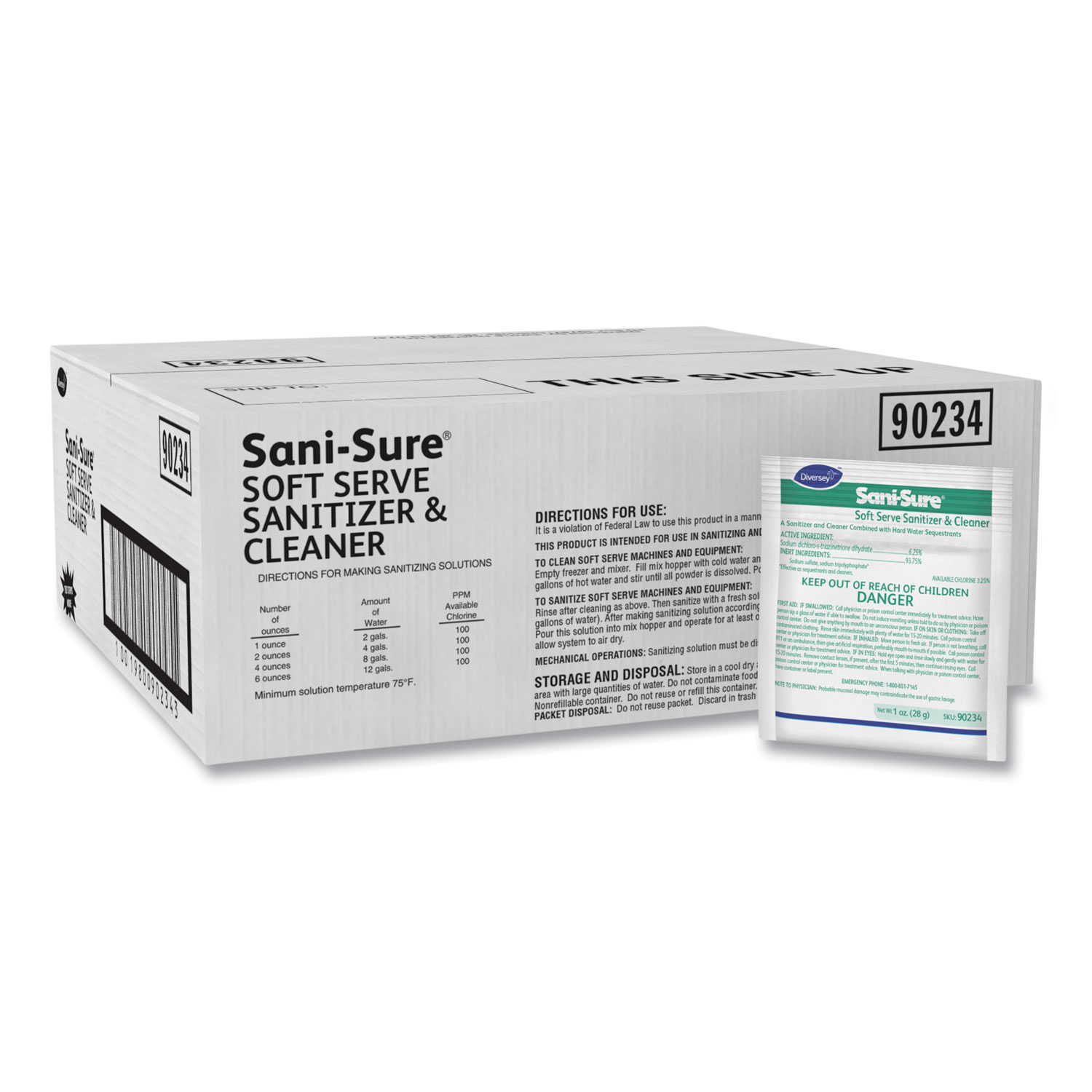 Sani Sure Soft Serve Sanitizer And Cleaner Powder 1 Oz Packet 100 Carton Golden Isles Office Equipment