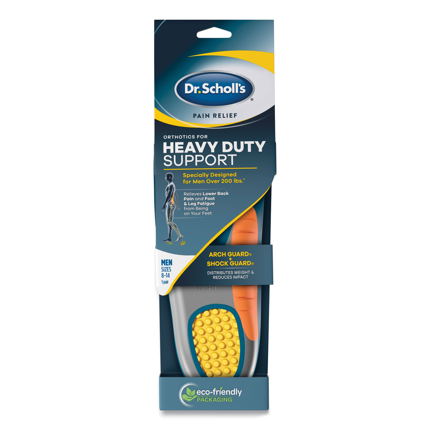 Pain Relief Orthotic Heavy Duty Support Insoles, Men Sizes to 14