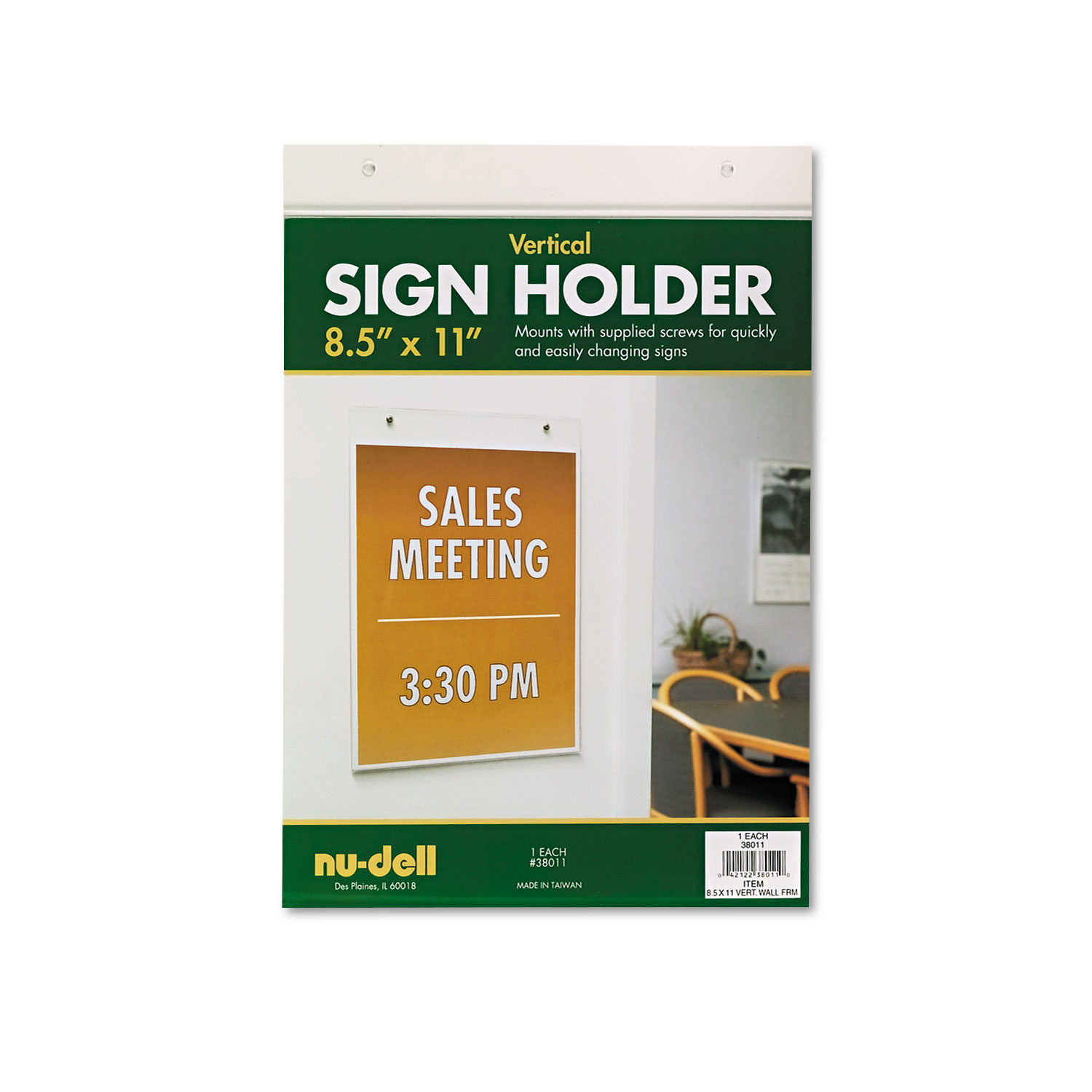 NuDell™ Acrylic Sign Holder, Vertical, 8 1/2 x 11, Clear
