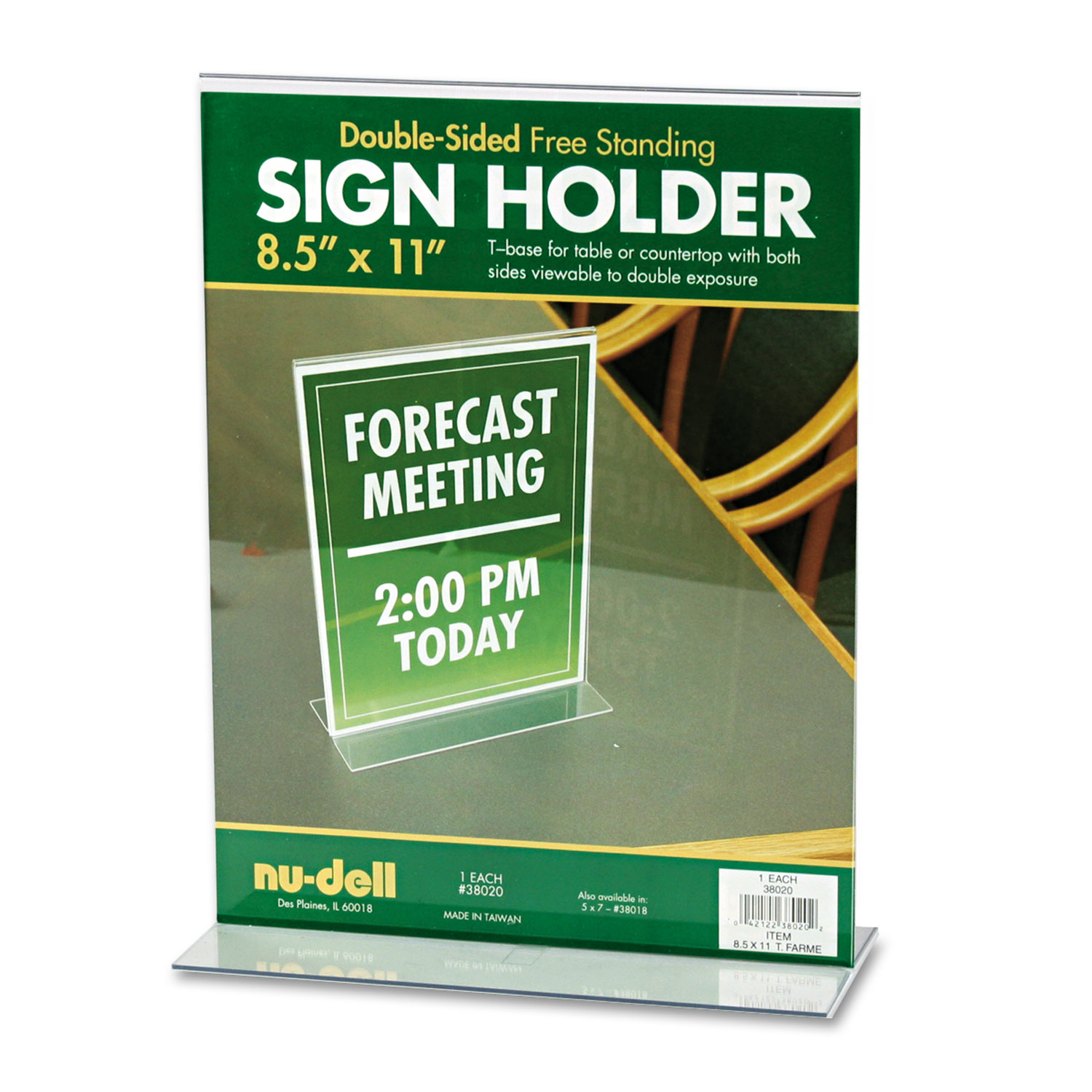  NuDell 38020 Acrylic Sign Holder, 8 1/2 x 11, Clear (NUD38020) 