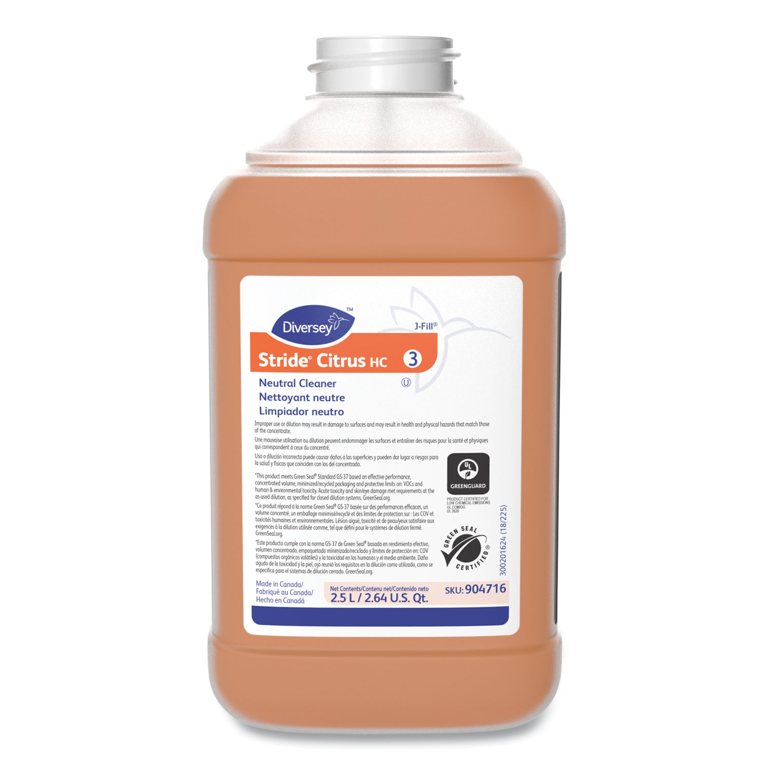 Stride Neutral Cleaner, Liquid, 84.5 oz, 2/Carton