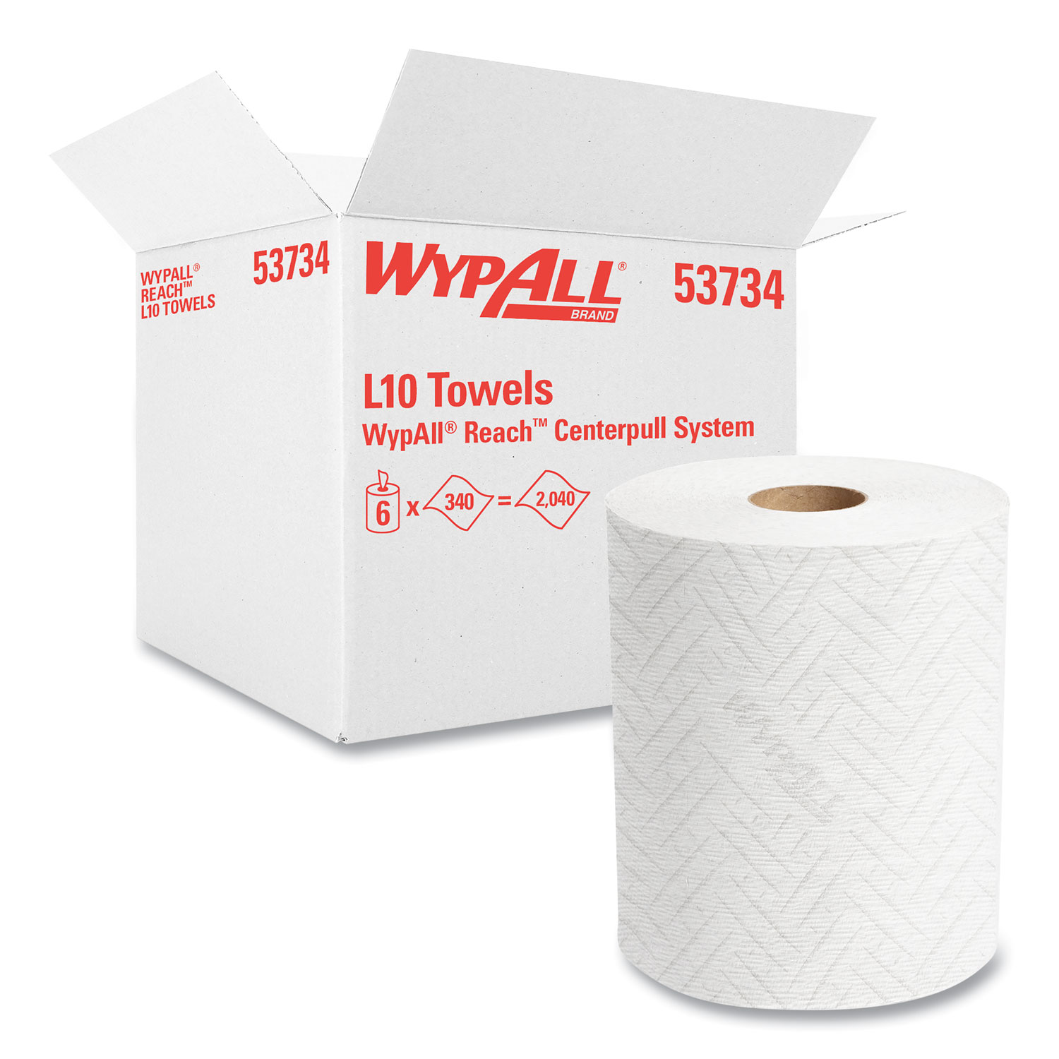 WypAll® Reach System Roll Towel, 1-Ply, 11 x 7, White, 340/Roll, 6 Rolls/Carton
