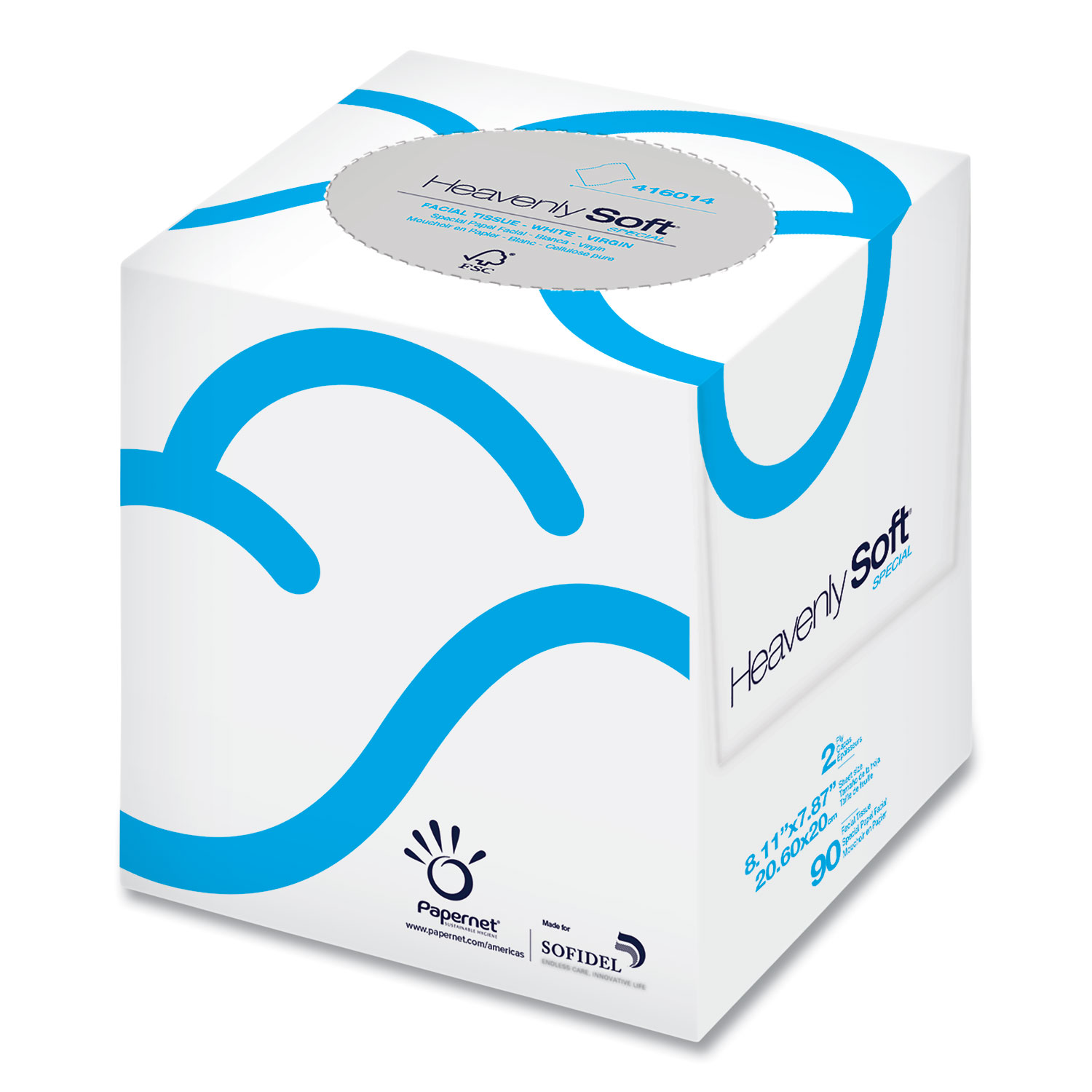 Papernet® Heavenly Soft® Facial Tissue, 2-Ply, 8 x 8.2, White, 90/Cube Box, 36 Boxes/Carton