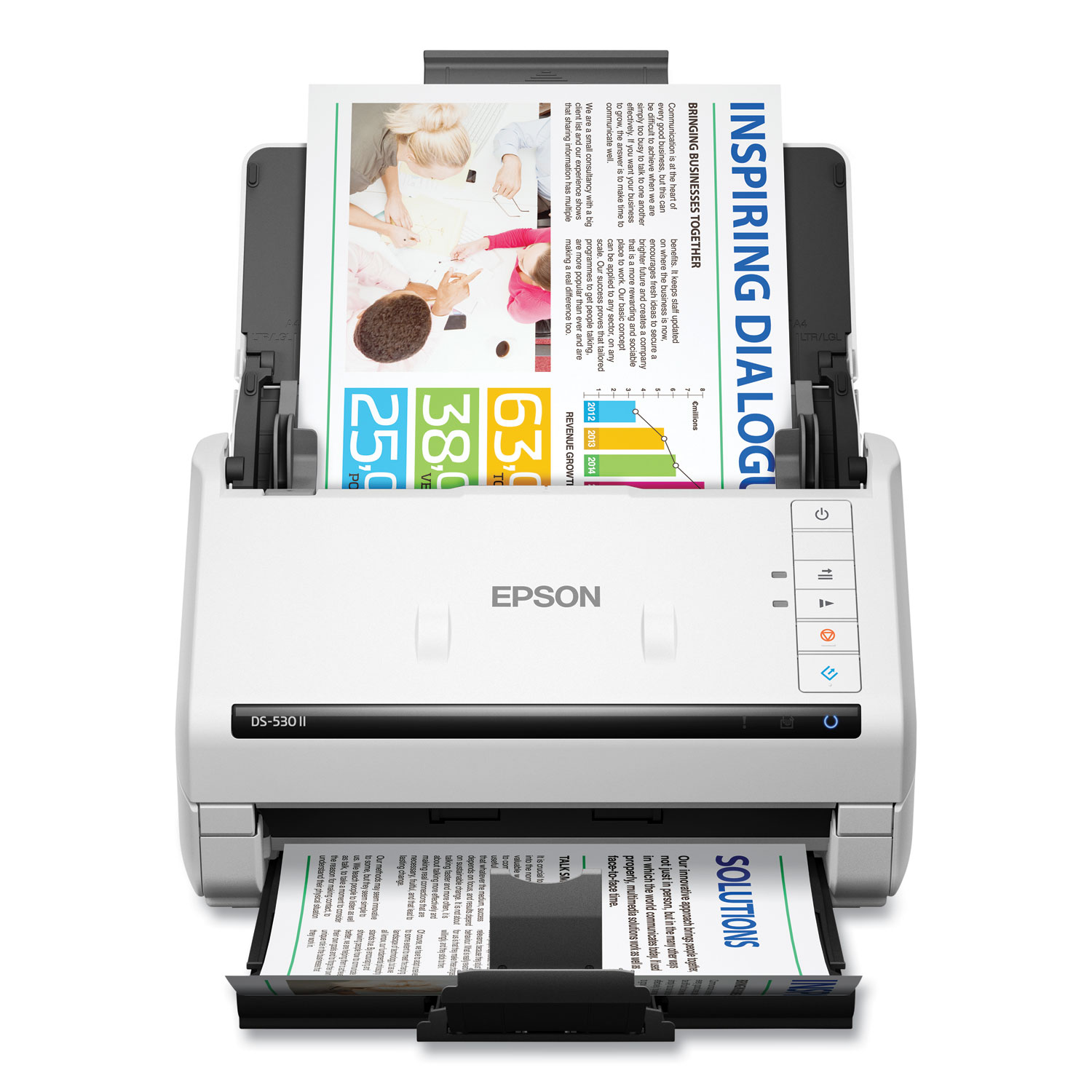 Epson® DS-530 II Color Duplex Document Scanner, 600 dpi Optical Resolution, 50-Sheet Duplex Auto Document Feeder
