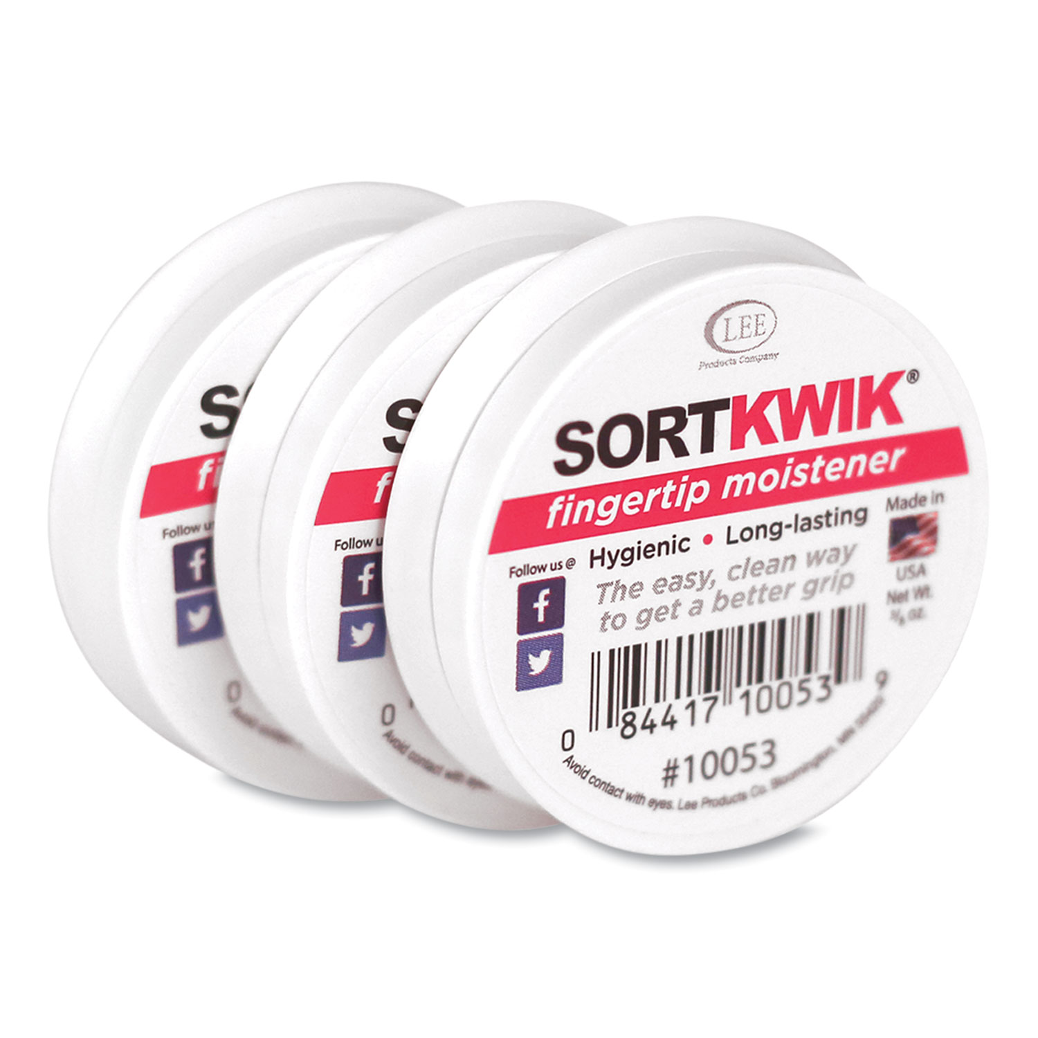 Sortkwik Fingertip Moisteners, 0.38 oz, Pink, 3/Pack Reparto