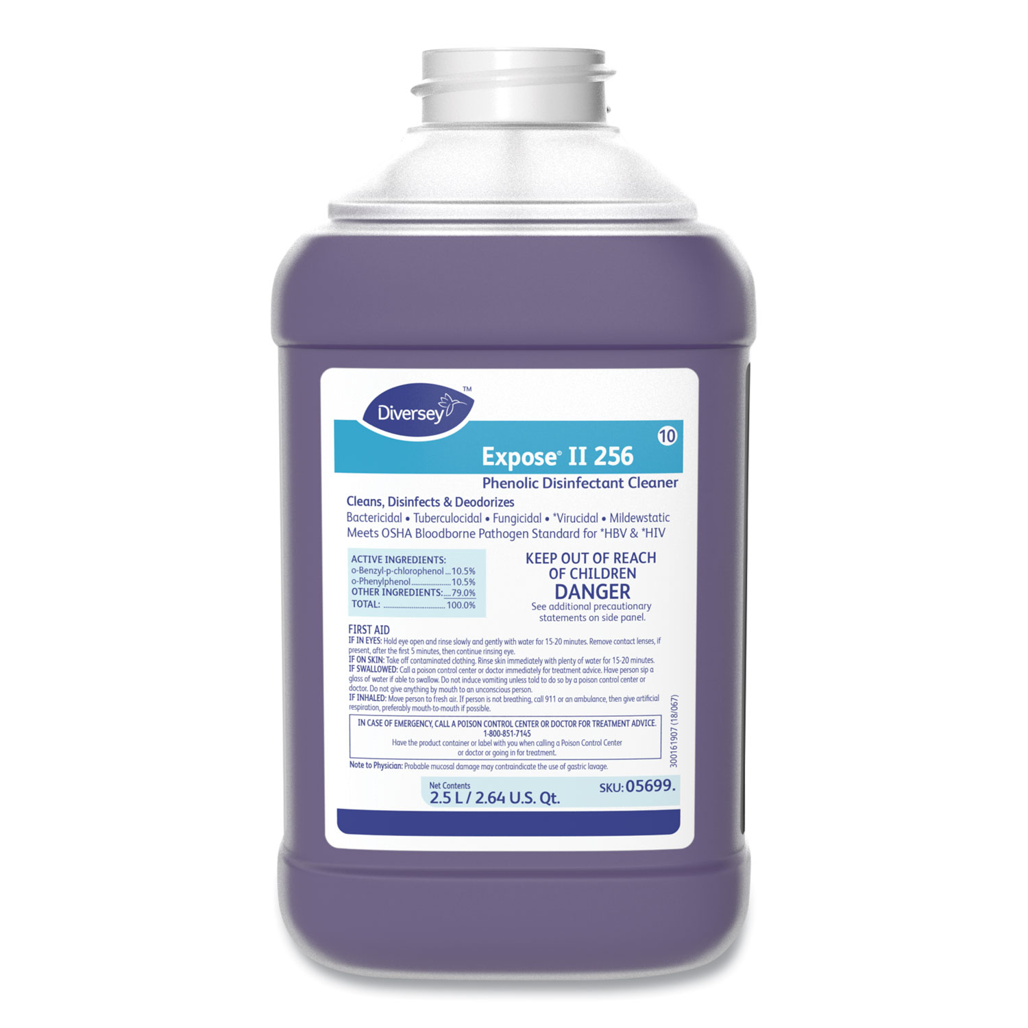 Expose II 256 Phenolic Disinfectant Cleaner, 2.5 L Bottle, 2/Carton