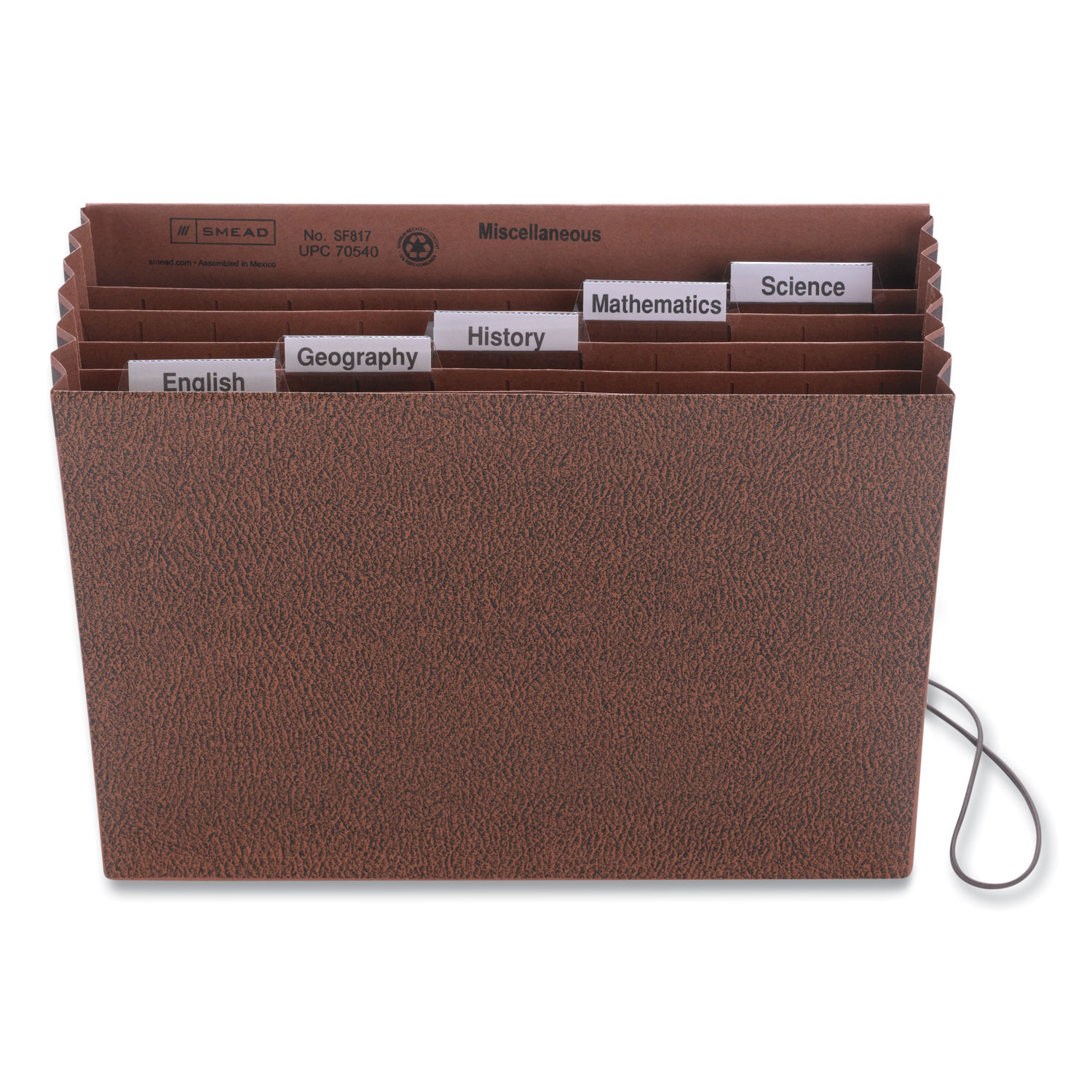 Six-Pocket Subject File with Insertable Tabs, 5.25″ Expansion, 6 Sections, Elastic Cord, 1/5-Cut Tabs, Letter Size, Redrope