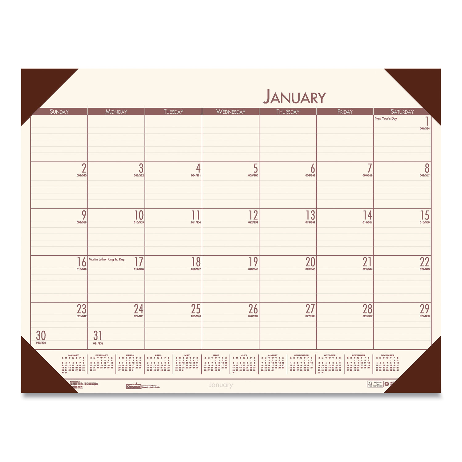 EcoTones Recycled Monthly Desk Pad Calendar, 22 x 17, Moonlight Cream ...