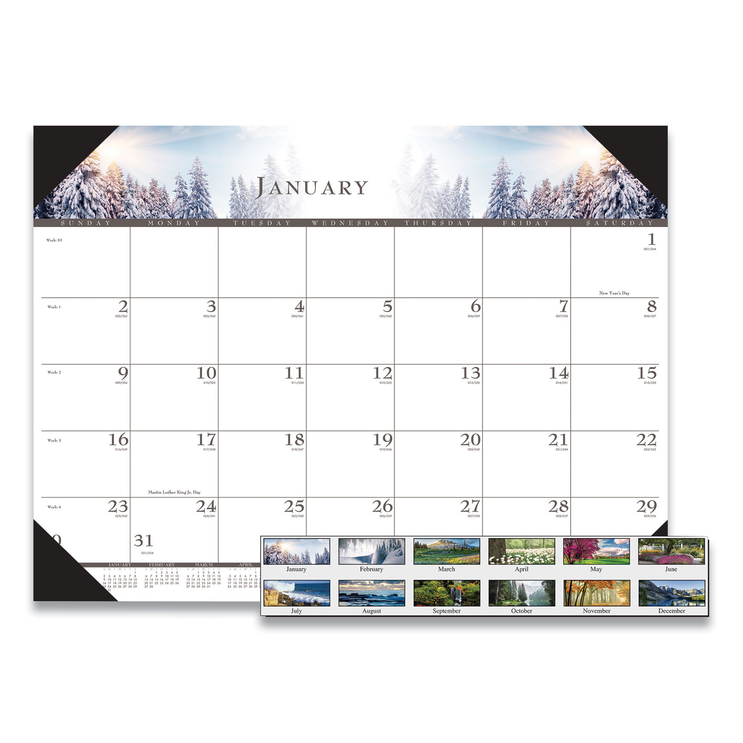 recycled-full-color-monthly-desk-pad-calendar-nature-photography-22-x-17-black-binding