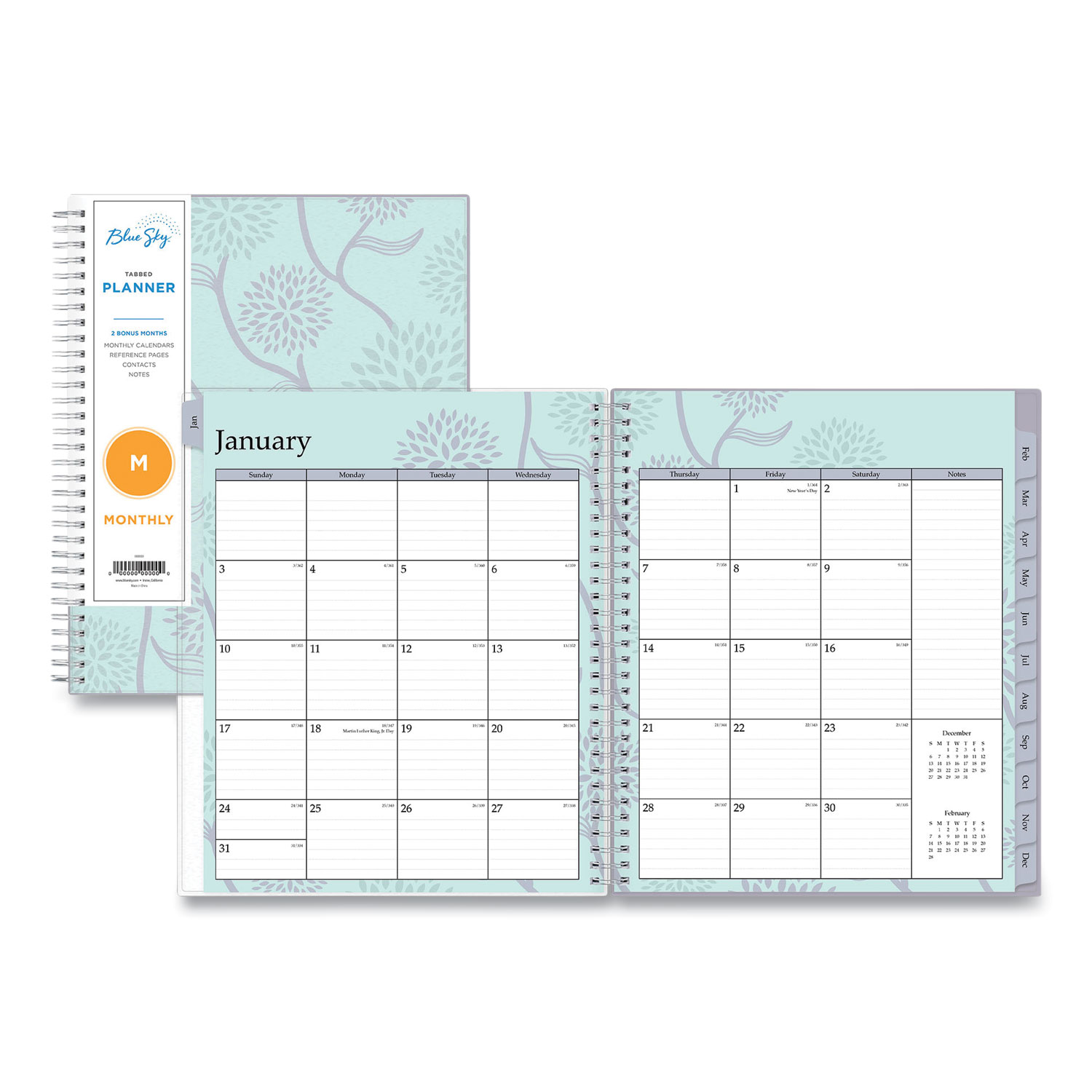 Ruled Blocks 17 x 11 Two-Hole Punched Blue Sky 2020 Monthly Desk Pad Calendar Baccara Dark 