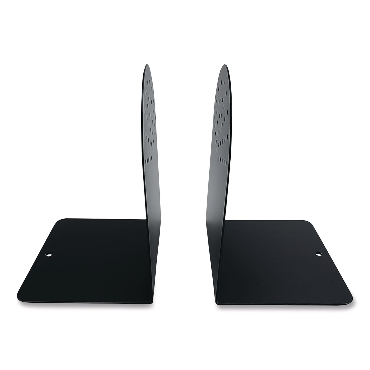 Steel Bookends, Contemporary Style, Nonskid Base, 4.75 x 5.5 x 7.25, Black, Pair