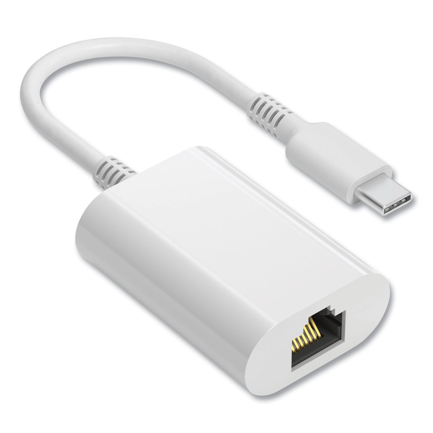 USB to Ethernet Adapter, USB Type C Male/RJ-45 Female, 6″, White