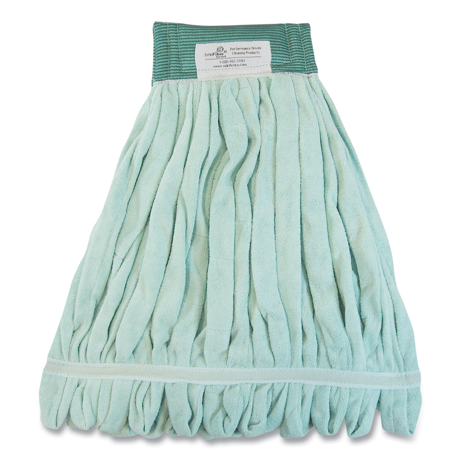 EchoFiber Microfiber Loop Mop, Large, Split Microfiber, 16 x 16, 5" Headband, Green, 12/Carton