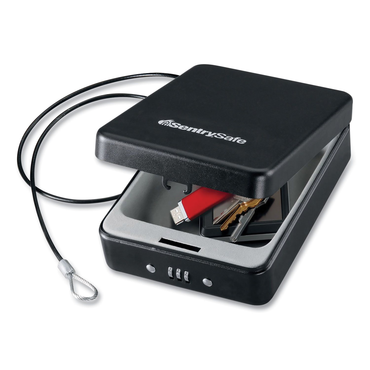 P005C Portable Combination-Lock Security Safe, 0.05 cu ft, 5.9 x x 2.6,  Black Zerbee