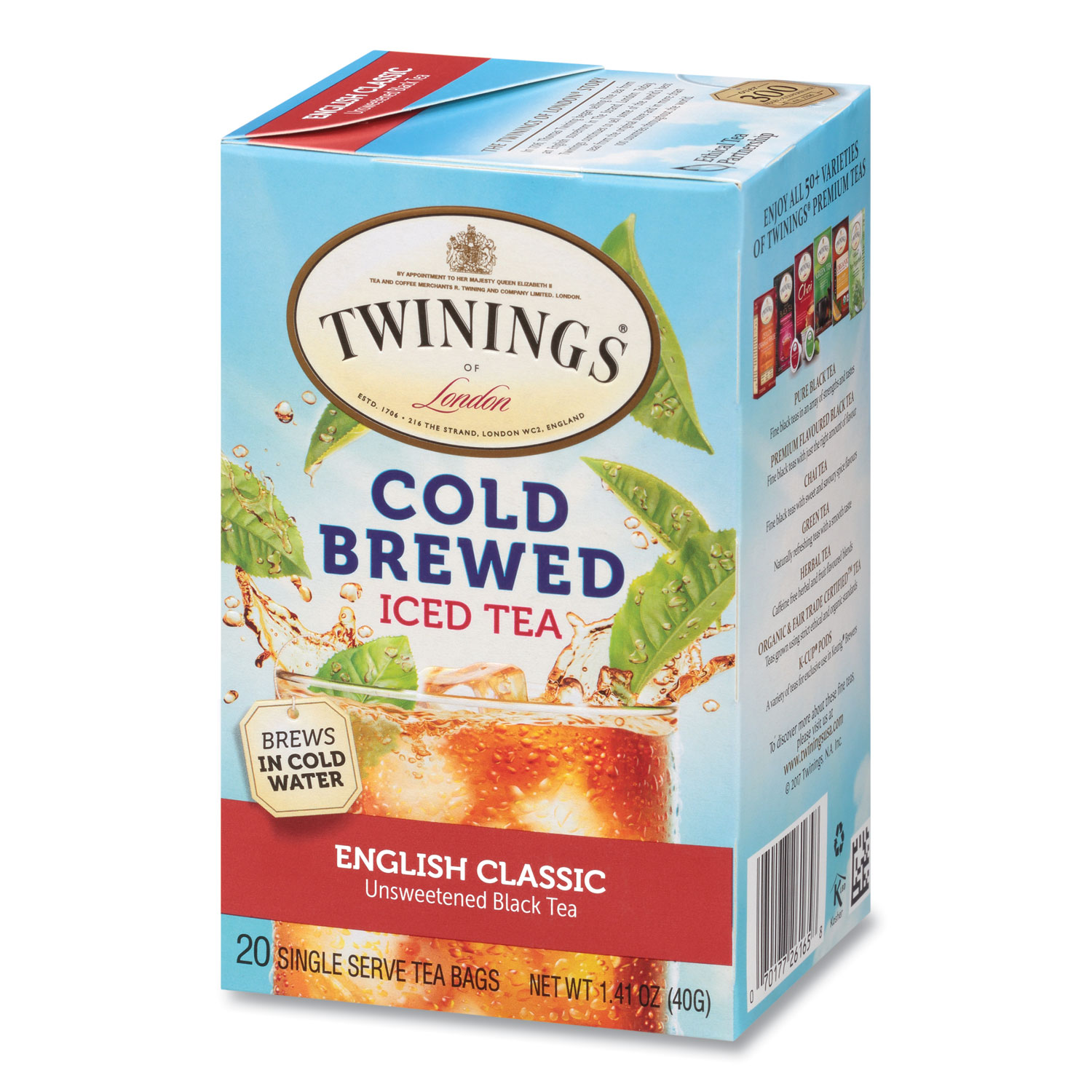 TWININGS® Cold Brew Iced Tea Bags, English Classic, 0.07 oz Tea Bag, 20 ...