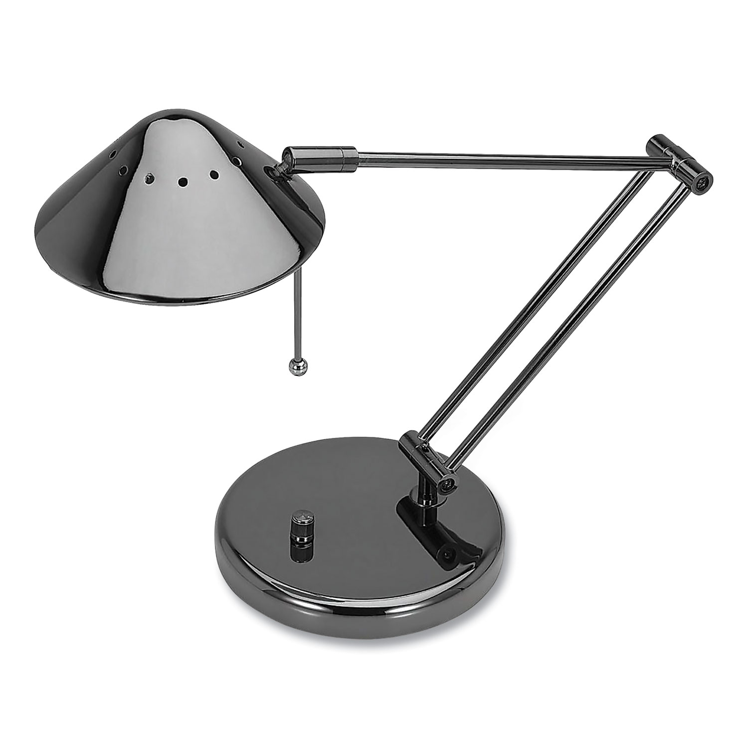 Classic Halogen Tilt-Arm Desk Lamp, 12" to 15" High, Black Chrome